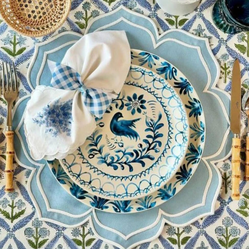 LUMERA LIGHT BLUE WAVY EDGE FABRIC PLACEMAT