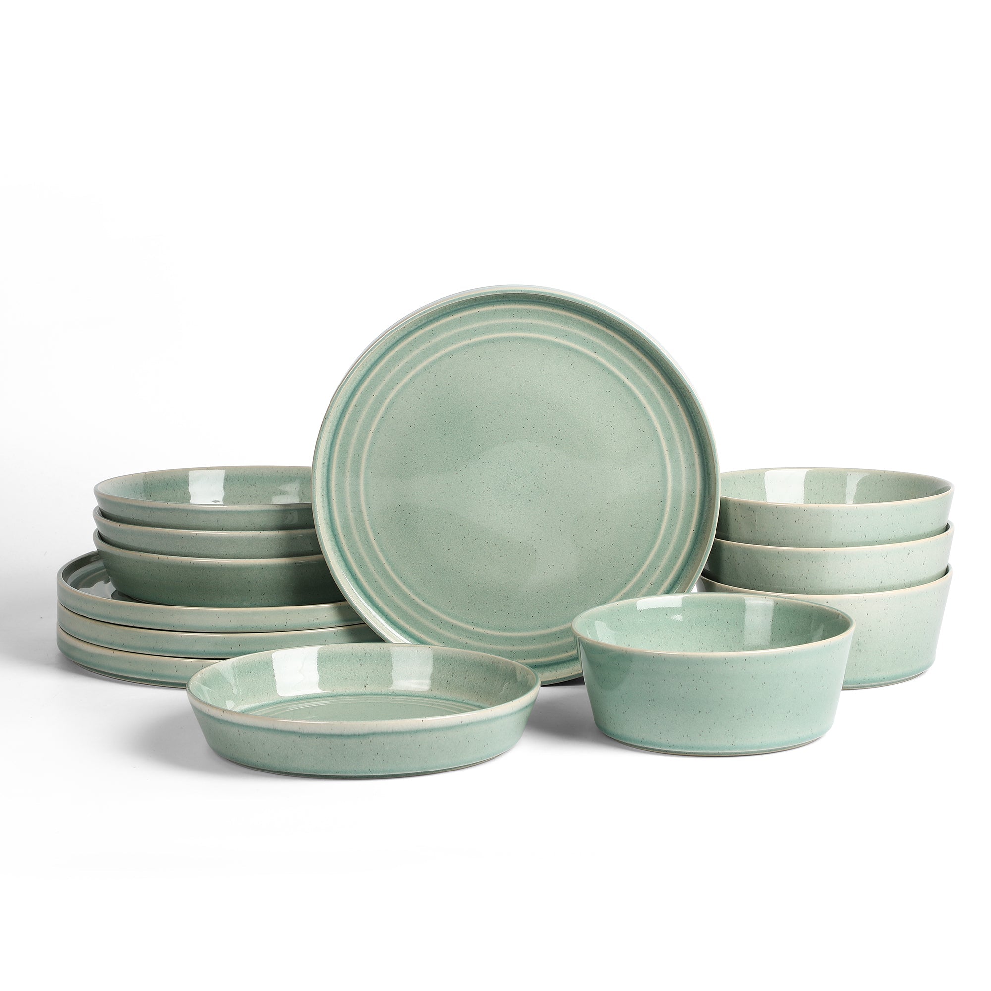Claire Stoneware Dinnerware Set - Green