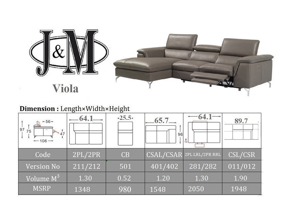 Viola Premium Leather Sectional J&M