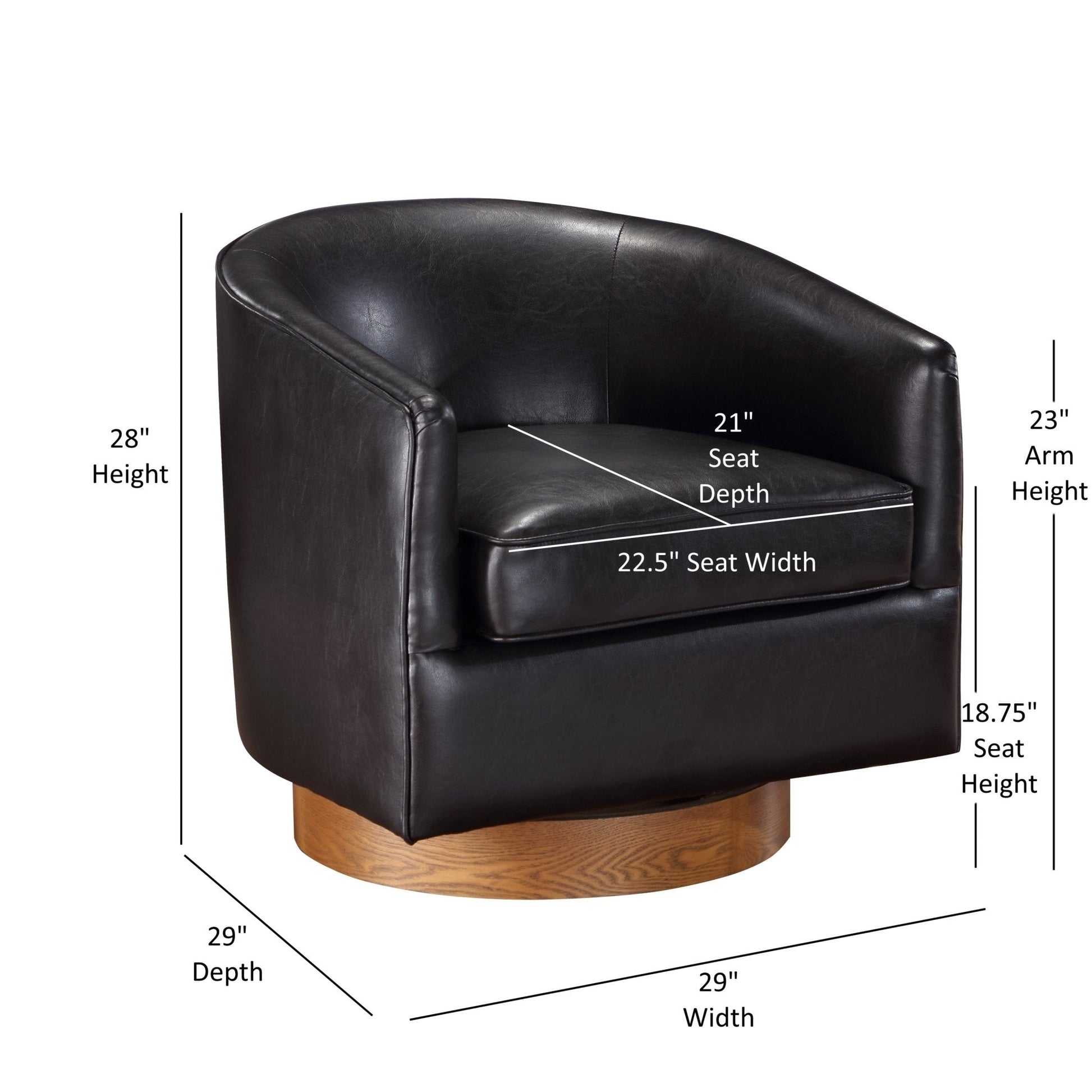 Maisy faux leather wood base barrel swivel chair - Tuesday Morning - Accent Chairs