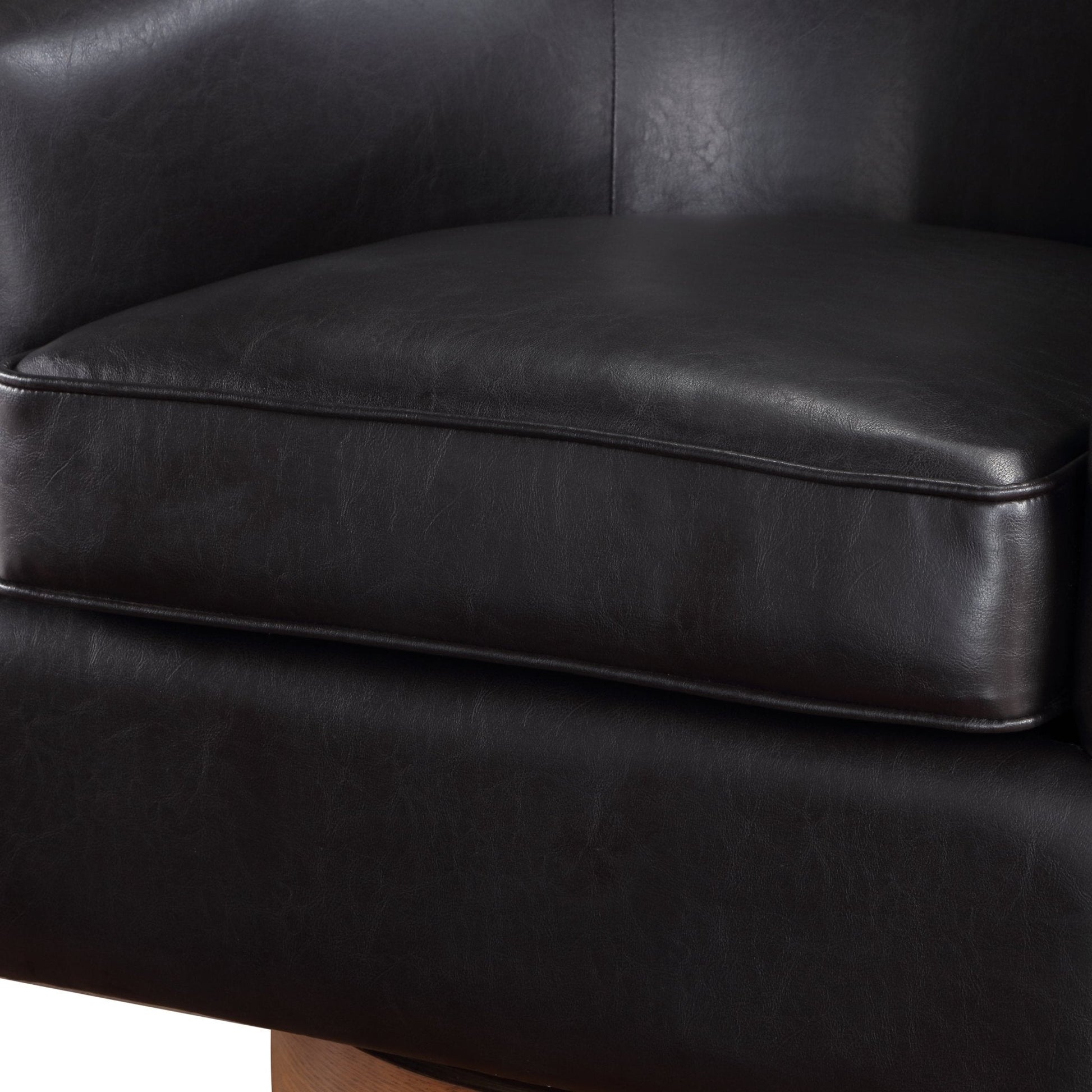 Maisy faux leather wood base barrel swivel chair - Tuesday Morning - Accent Chairs
