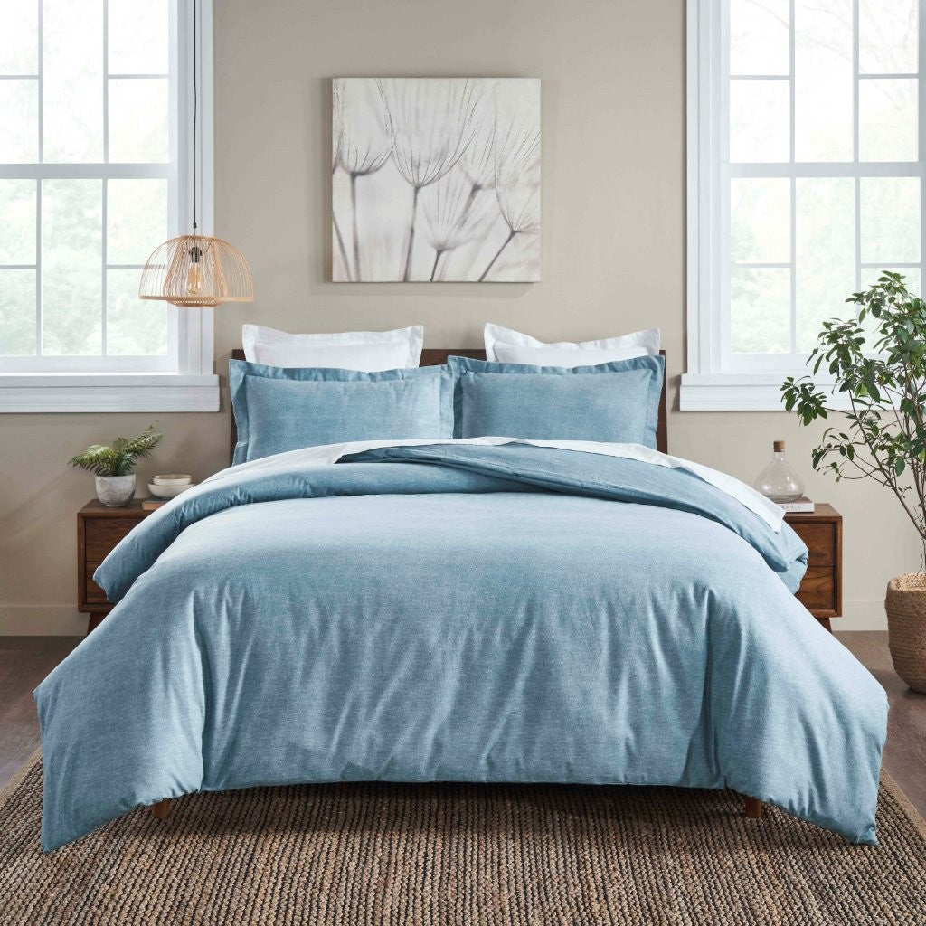 Melange Flannel Cotton Fuzzy Warm Two-Toned Duvet Cover Set - Duvet Cover Set by Superior Brand