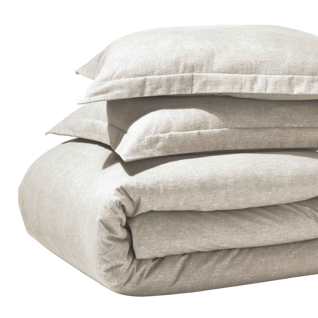 Melange Flannel Cotton Fuzzy Warm Two-Toned Duvet Cover Set - Duvet Cover Set by Superior Brand