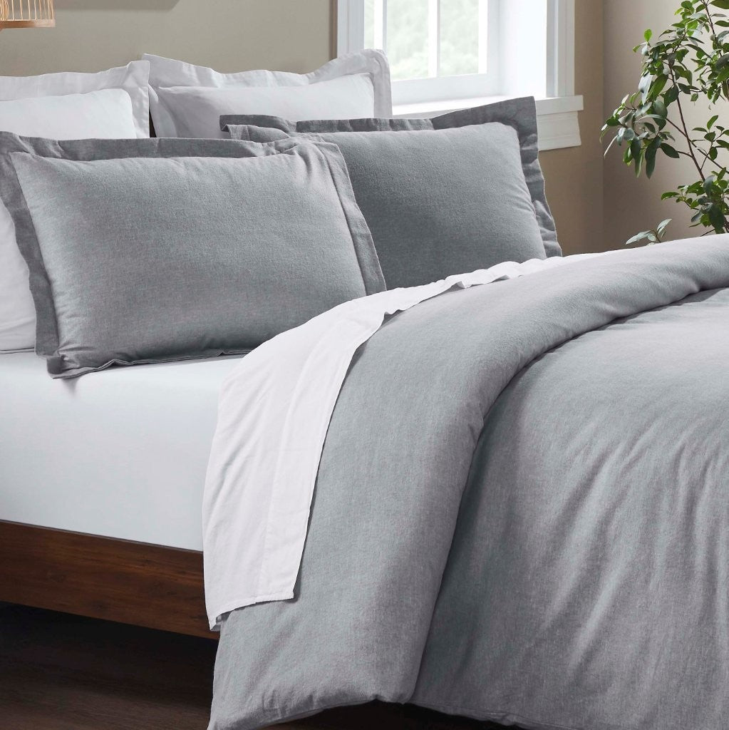 Melange Flannel Cotton Fuzzy Warm Two-Toned Duvet Cover Set - Duvet Cover Set by Superior Brand