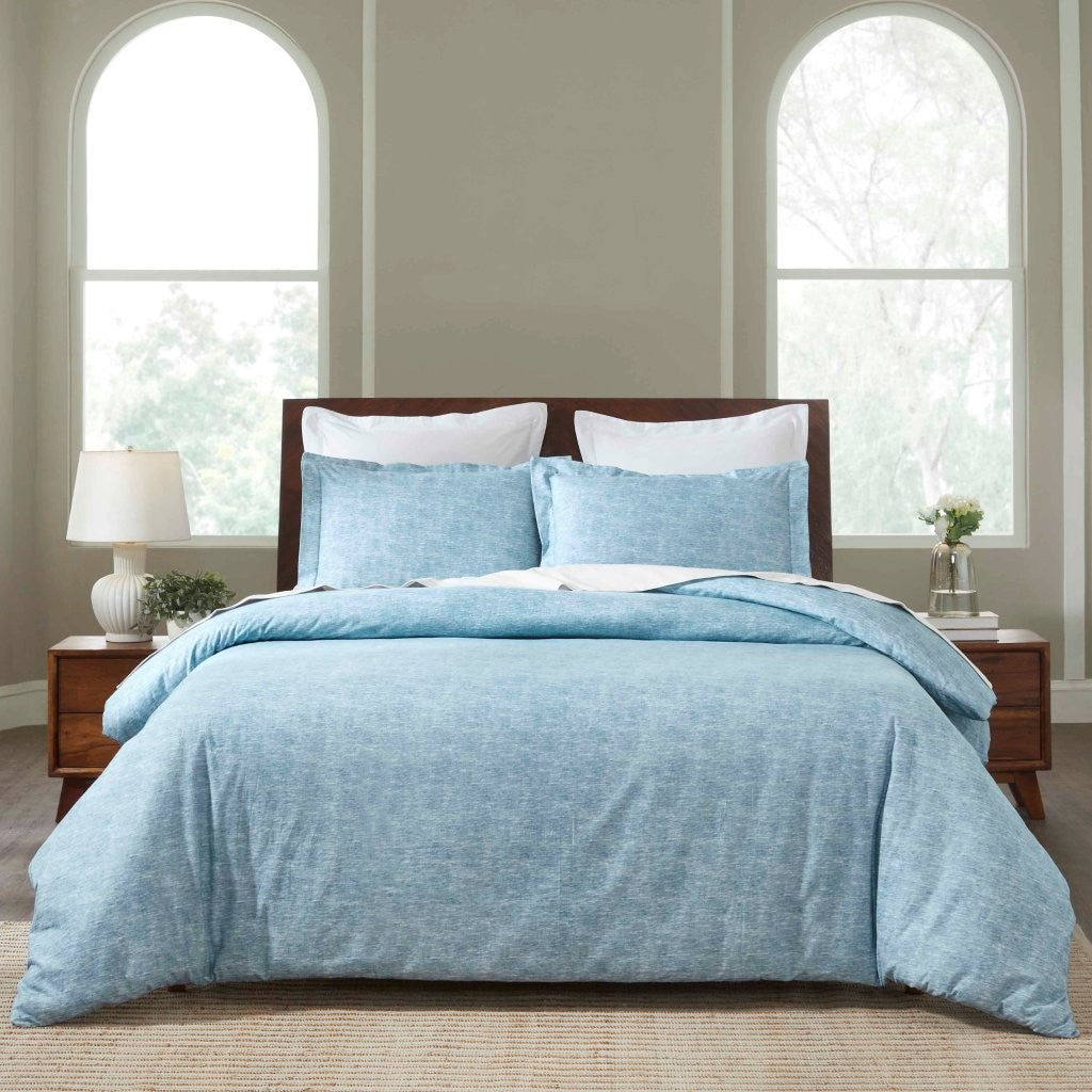Melange Flannel Cotton Fuzzy Warm Two-Toned Duvet Cover Set - Duvet Cover Set by Superior Brand