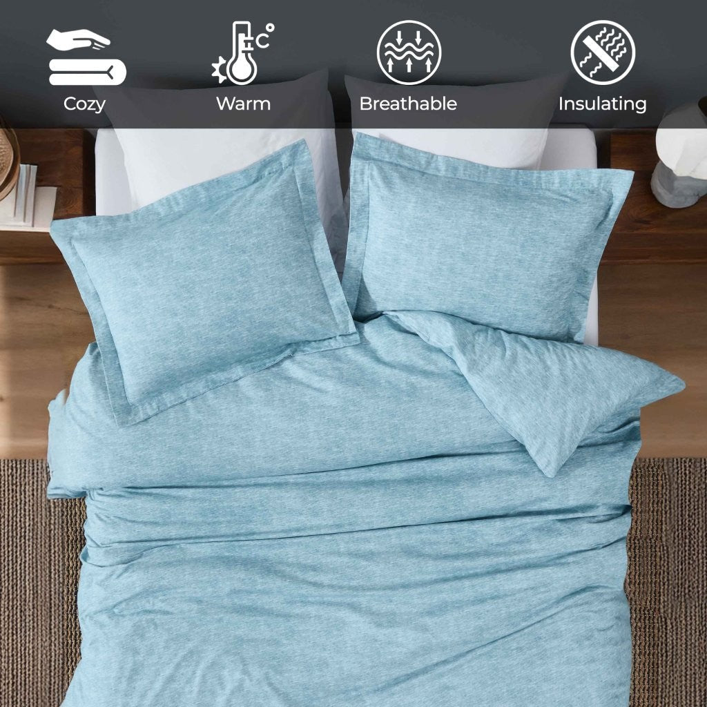 Melange Flannel Cotton Fuzzy Warm Two-Toned Duvet Cover Set - Duvet Cover Set by Superior Brand