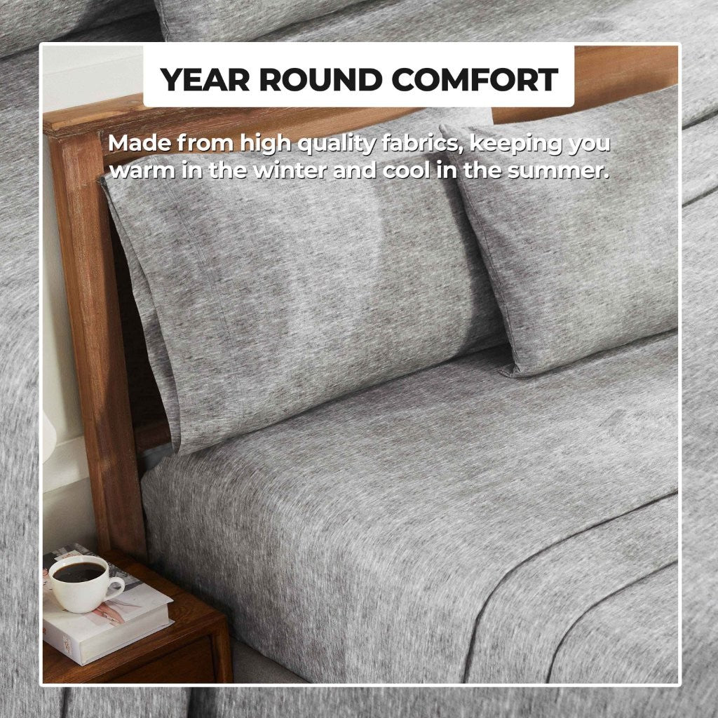 100% Cotton Flannel Sheet Set Warm Two-Toned Melange Deep Pocket - Sheet Set by Superior Brand