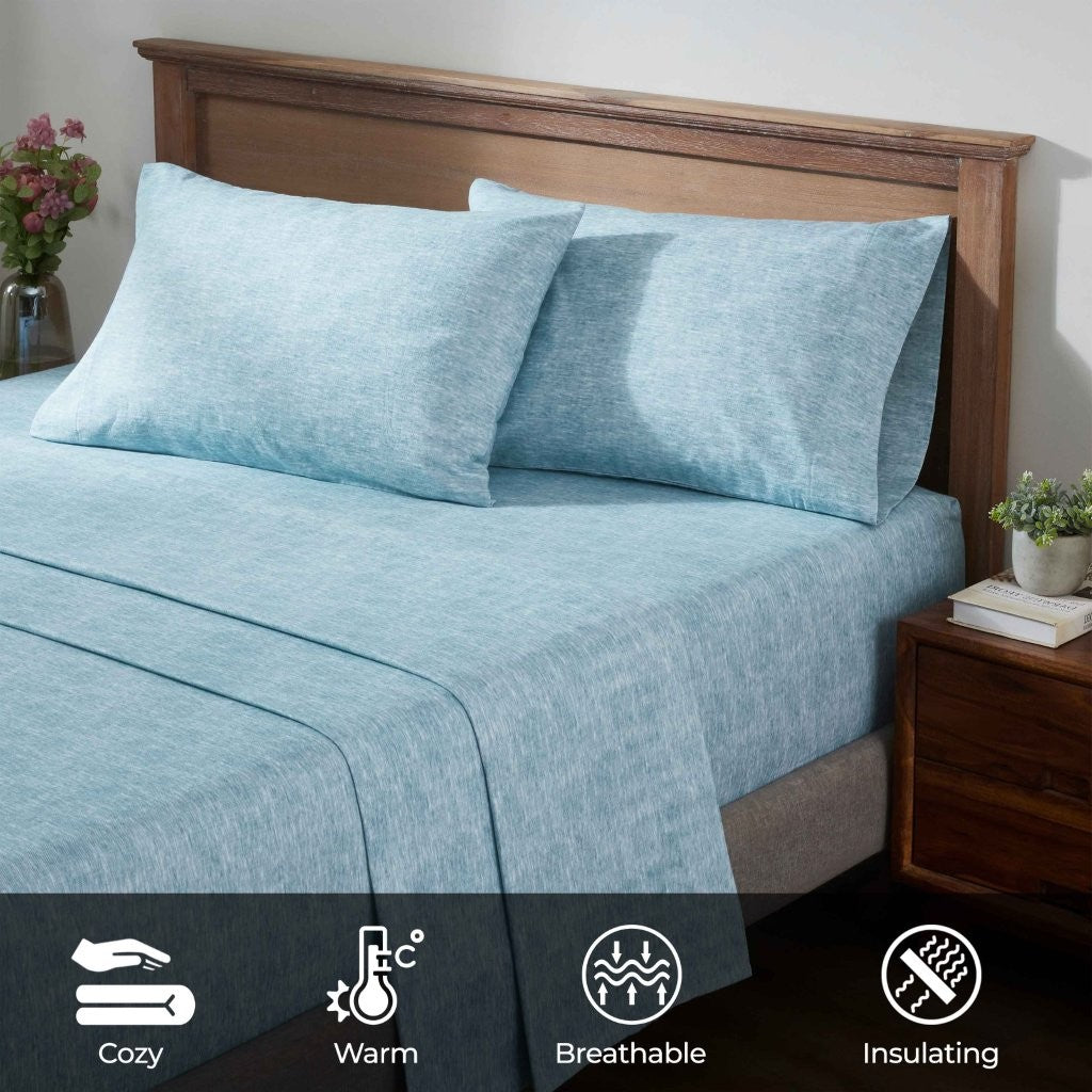 100% Cotton Flannel Sheet Set Warm Two-Toned Melange Deep Pocket - Sheet Set by Superior Brand