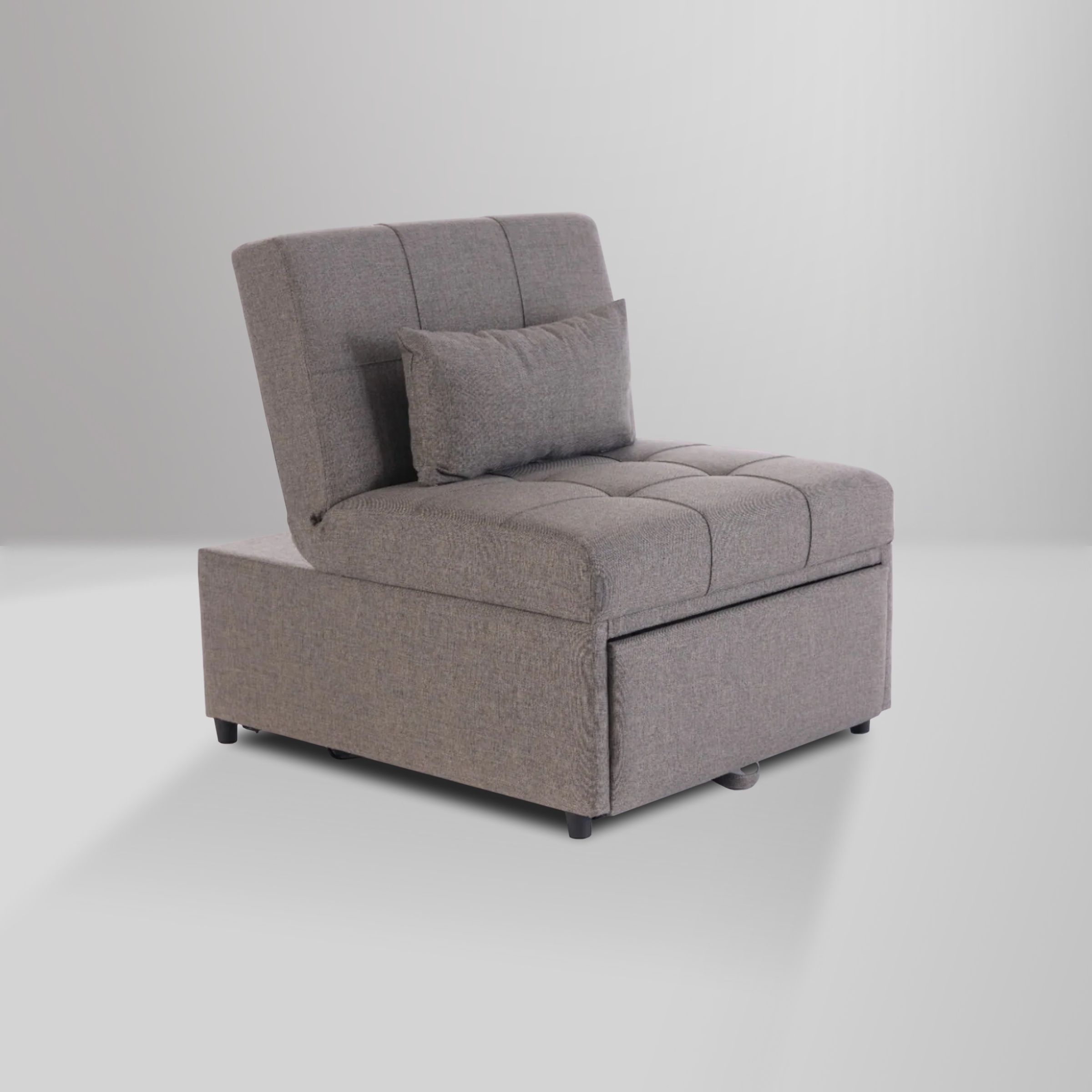 Mellow pull-out sleeper chair with reclining back, twin-size bed functionality, and modern performance fabric design.