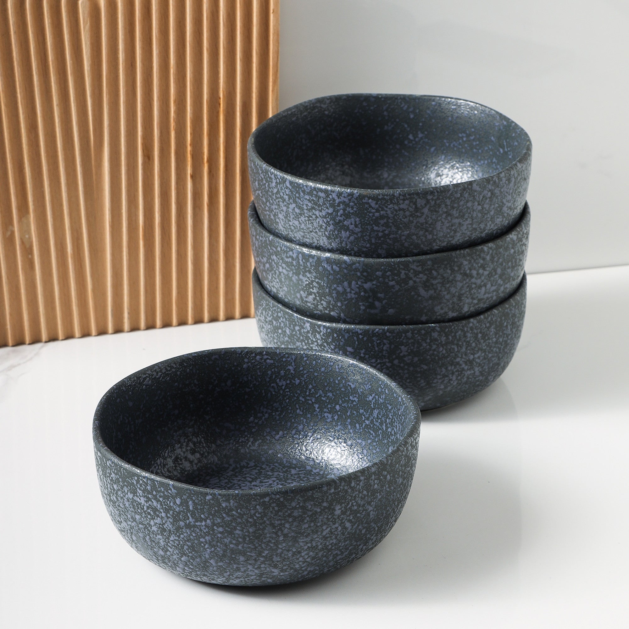 Tom Stoneware Bowl - Gray And Blue Reflection