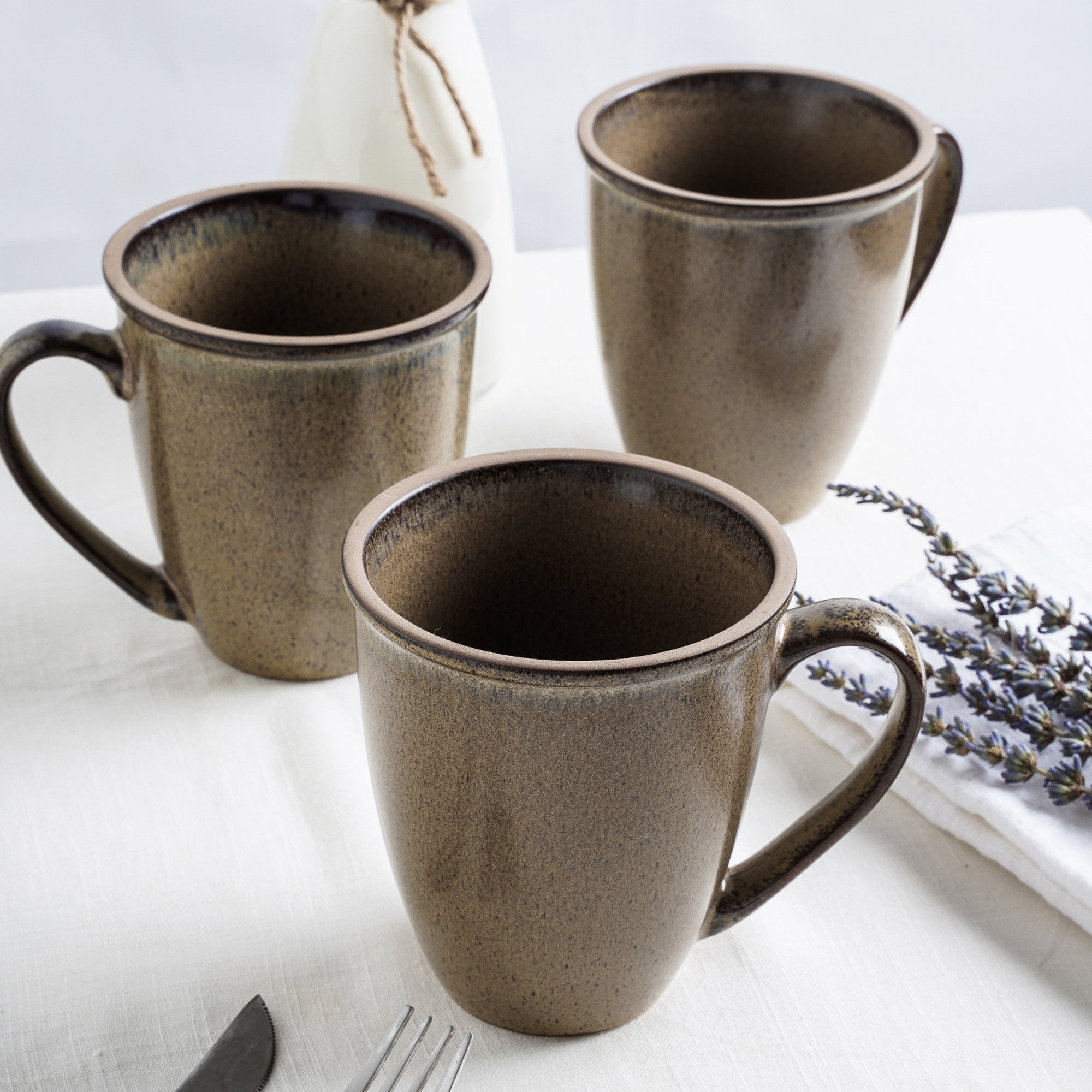Tina Stoneware Mug - Green And Beige