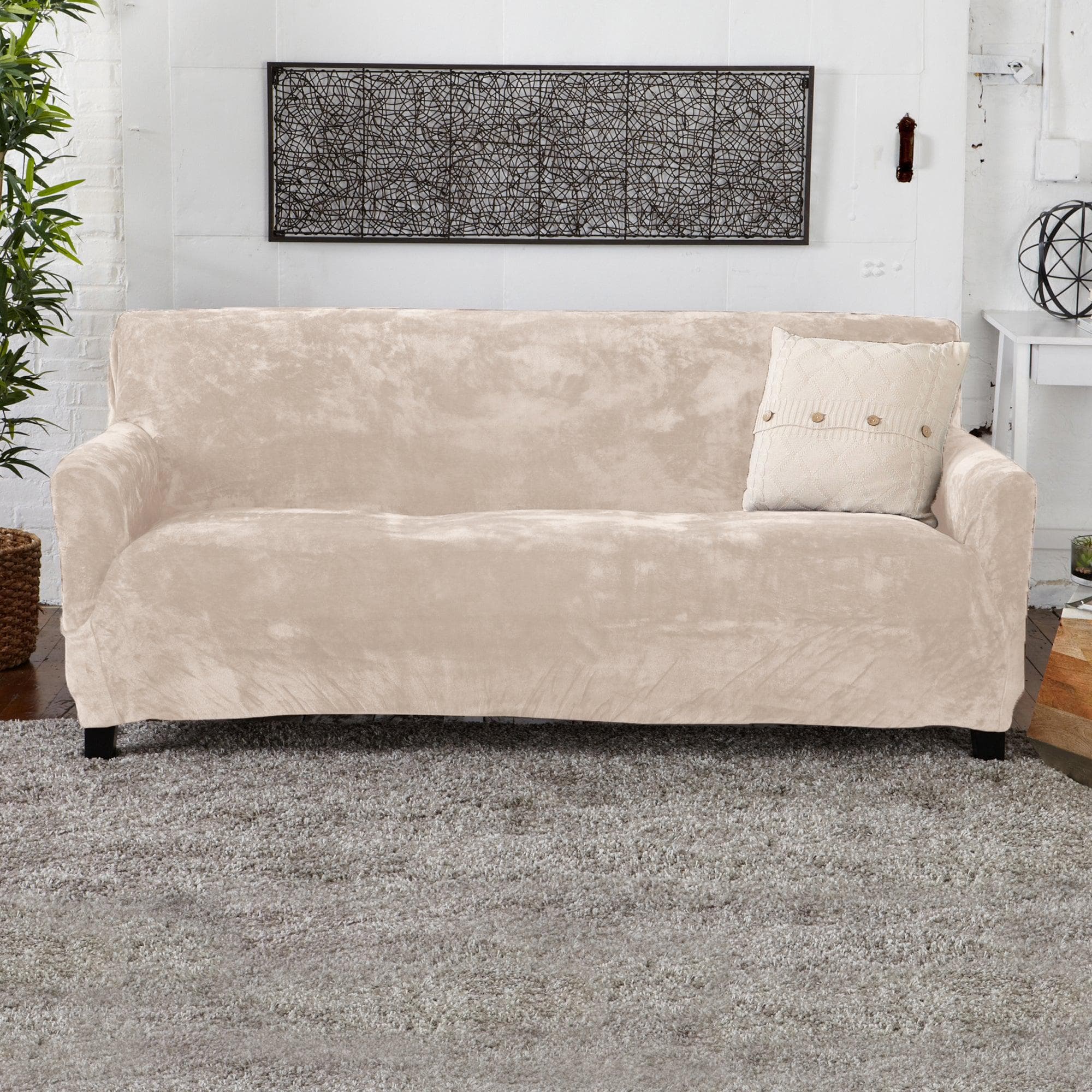 Velvet Stretch Slipcover - Gale Collection - Best Buy Furniture