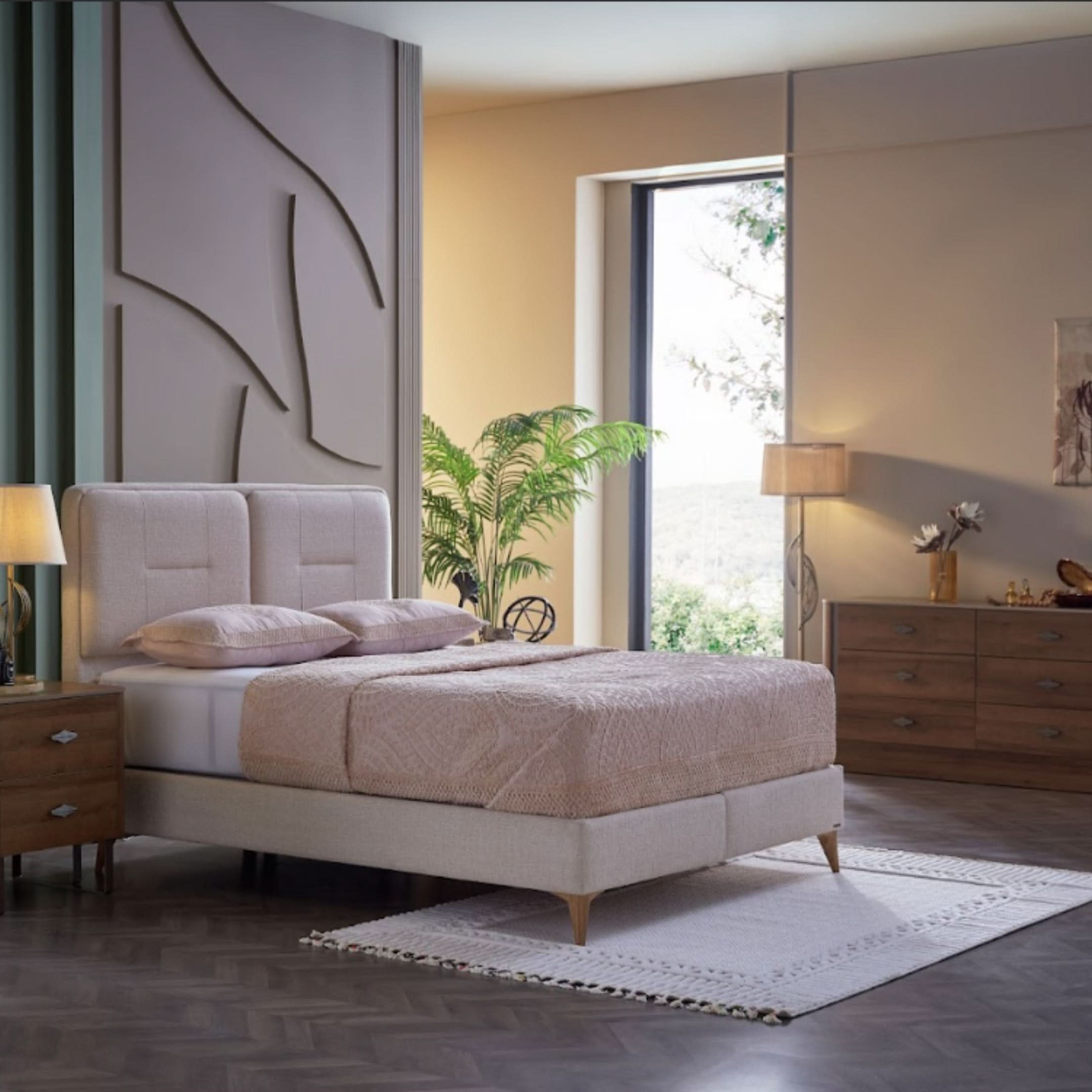 Mirante Cream Bedroom Set featuring a modern and elegant design