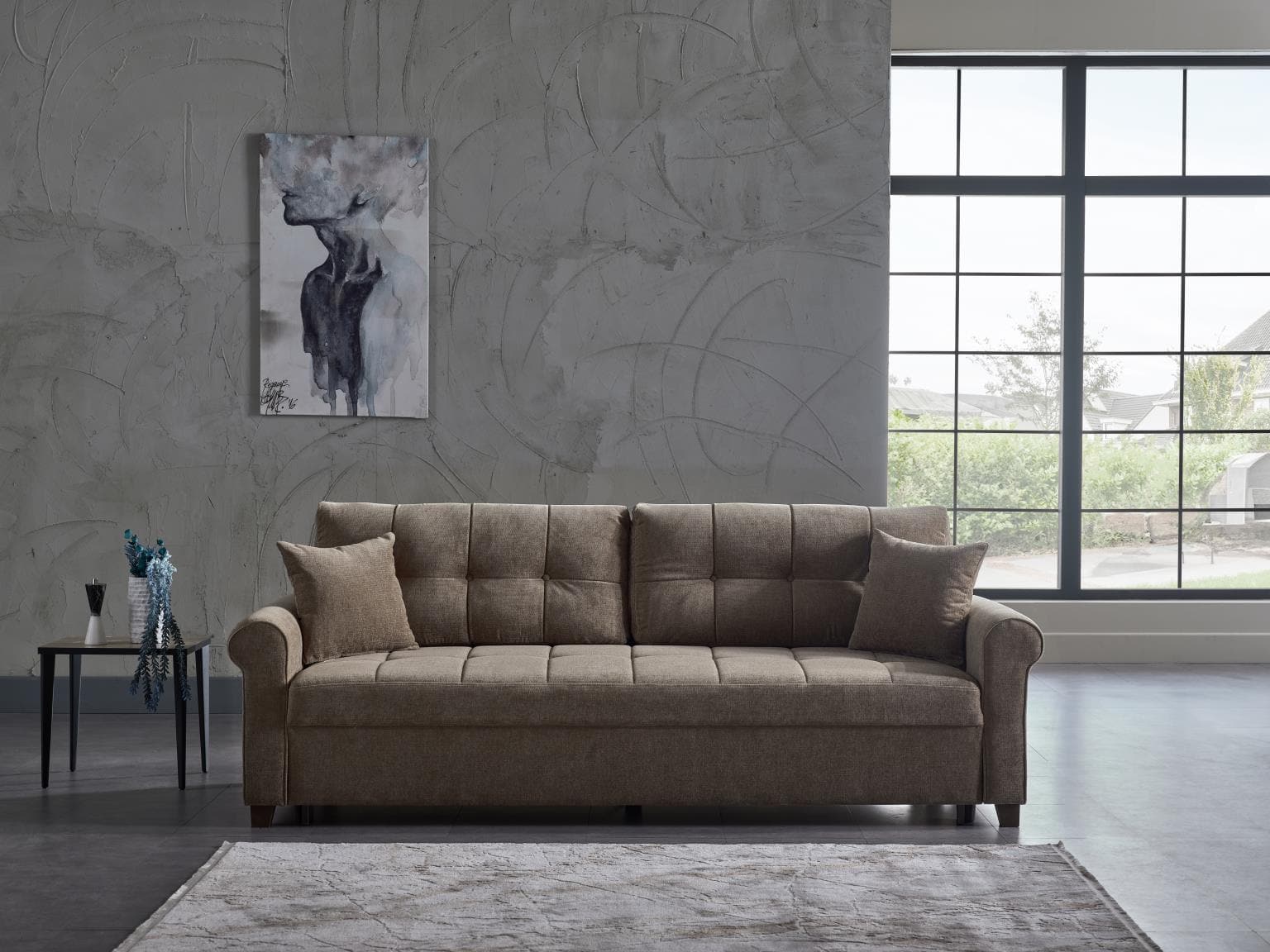 Mocca P Arm Sofa in Koopsi Brown, perfect for modern homes.