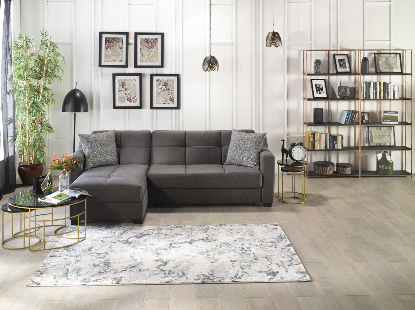 Modern Tahoe Sectional with a sleeper function and matching ottoman