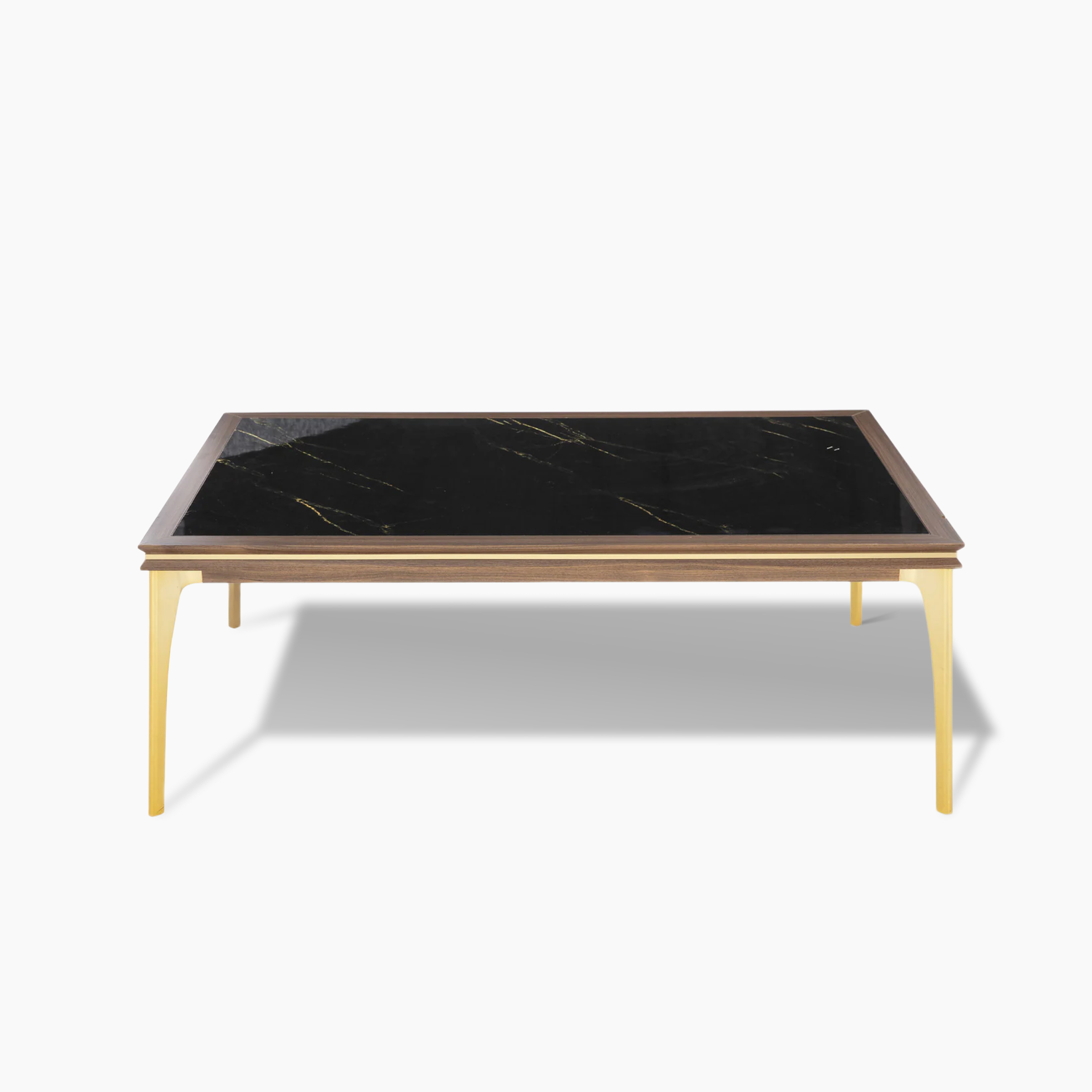 Stylish Montego coffee table, blending retro aesthetics with modern functionality, featuring a streamlined design and gold accents.
