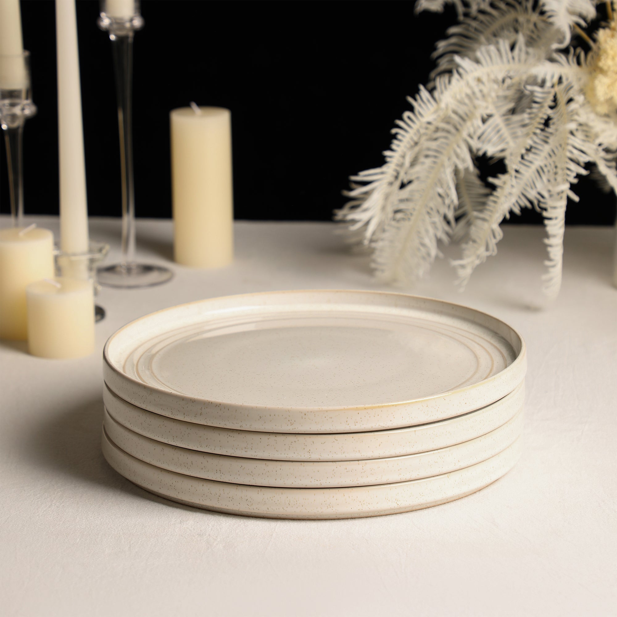 Claire Stoneware Dinner Plate Set - White