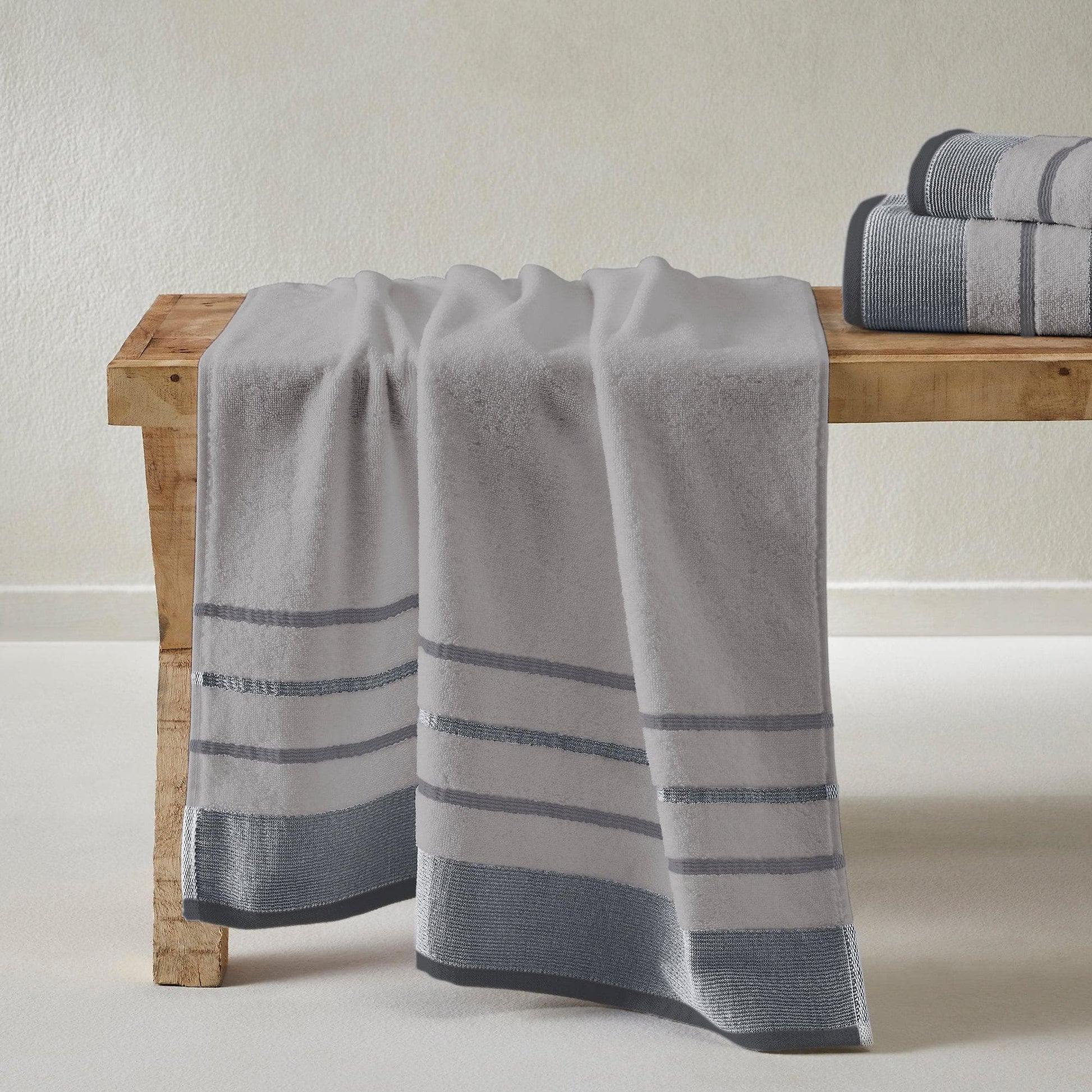 Decorative Cotton Stripe Bath Towel Set - Noelle Collection - Best Buy Furniture