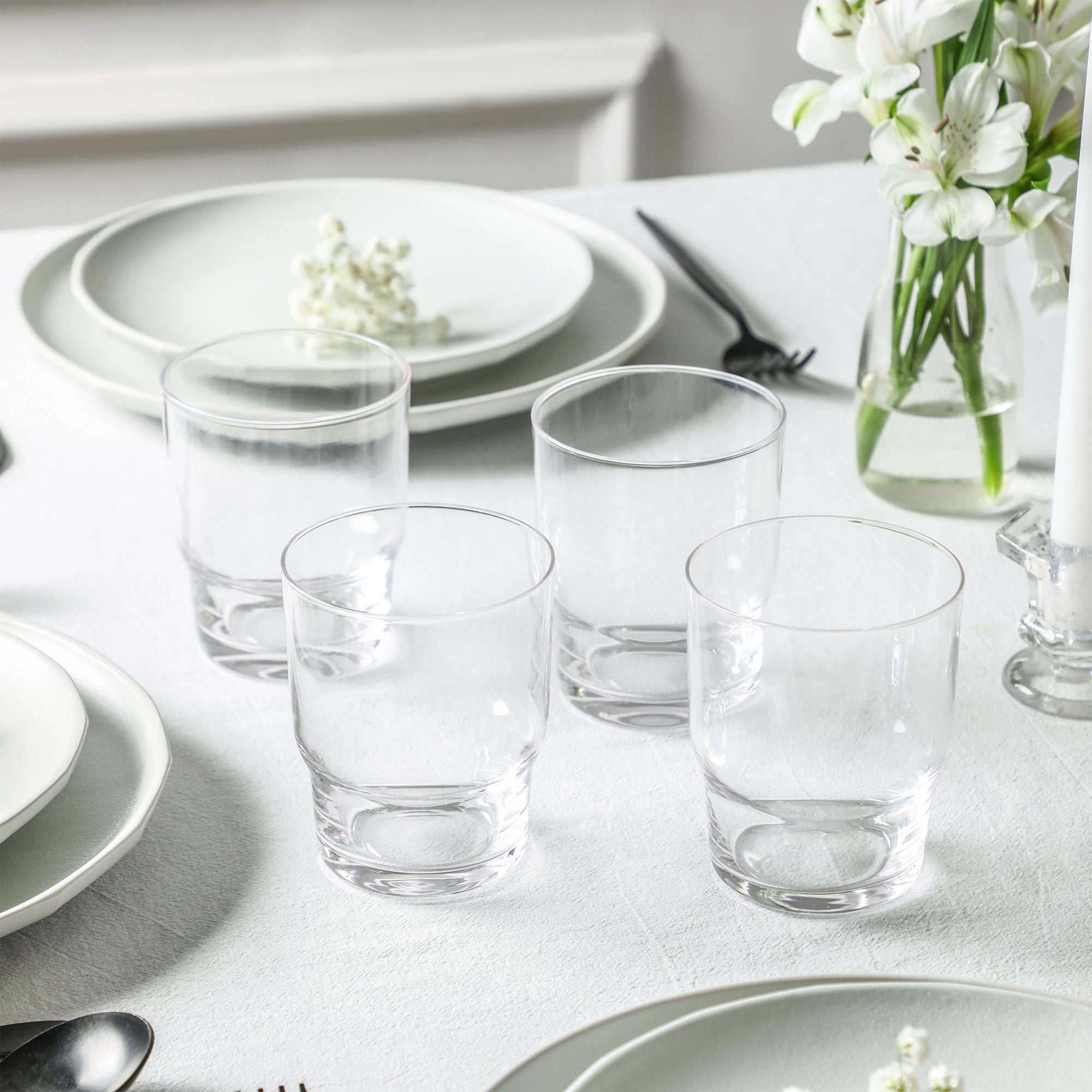 Rio Stoneware Dinnerware Set with Glassware - Beige