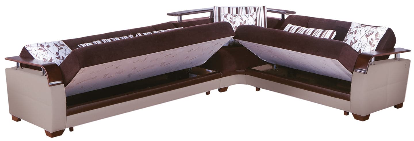 Natural sectional sofa with hidden storage compartments for easy organization