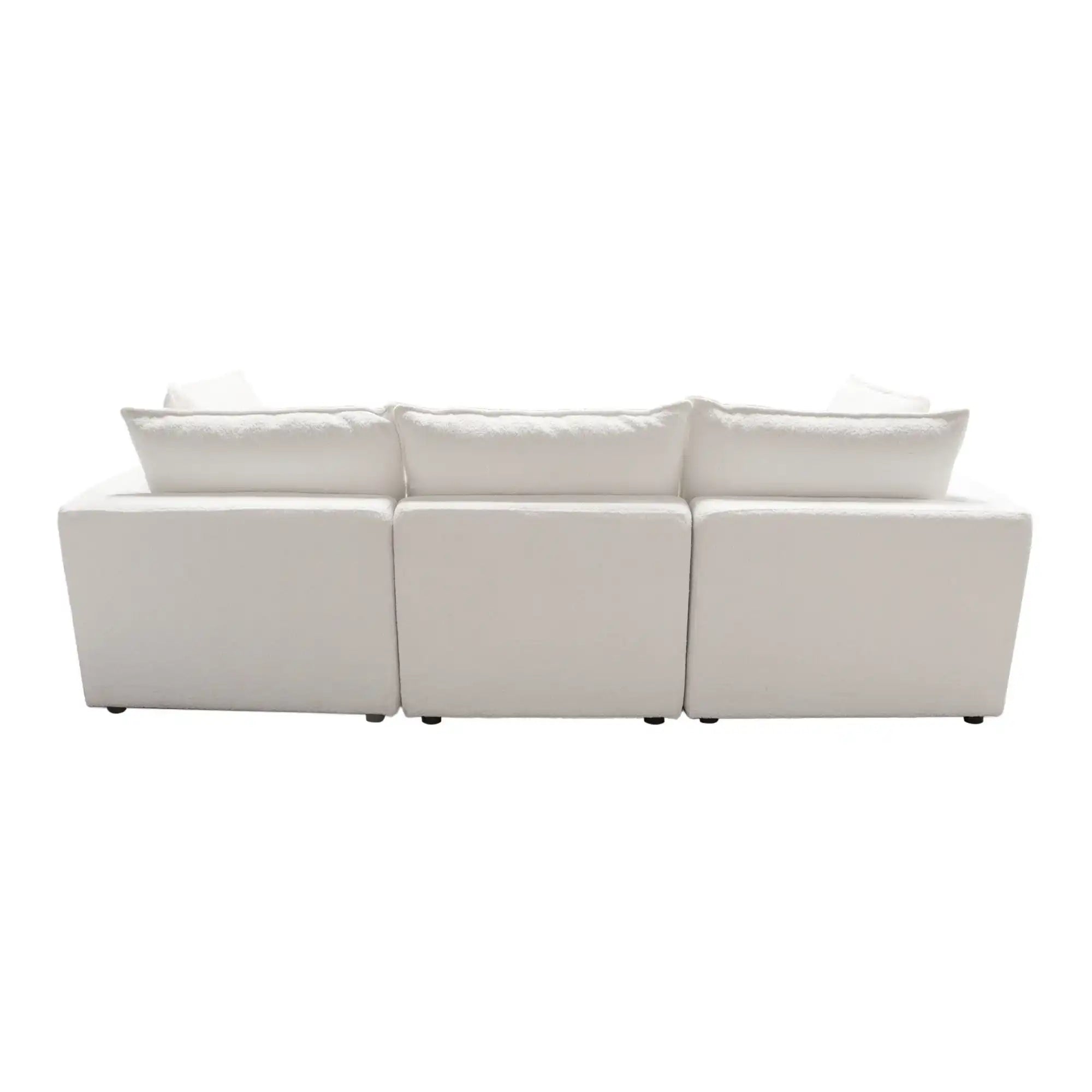 Ivy 3 Piece Modular Down Sofa – White Faux Shearling