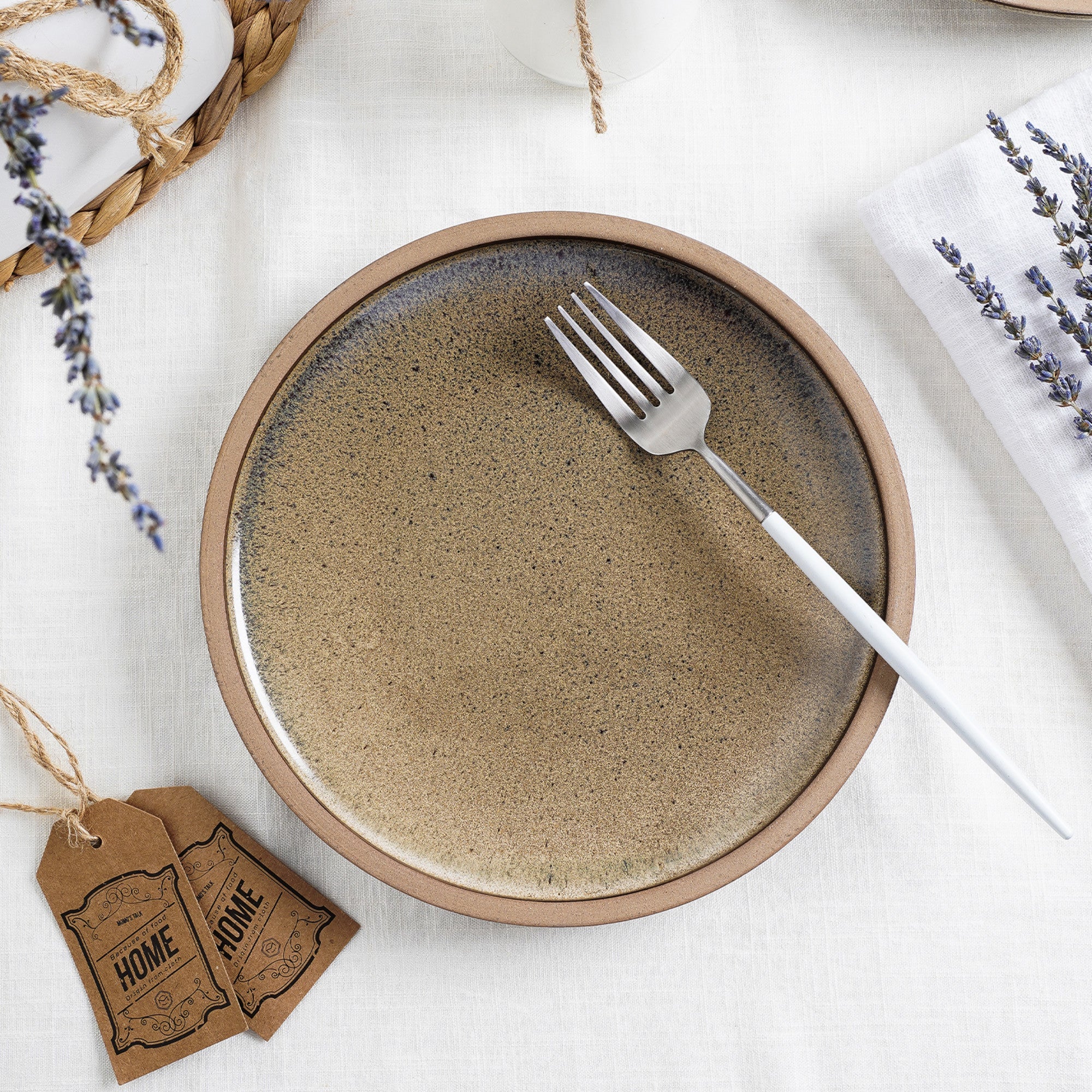 Tina Stoneware Salad Plate - Green And Beige