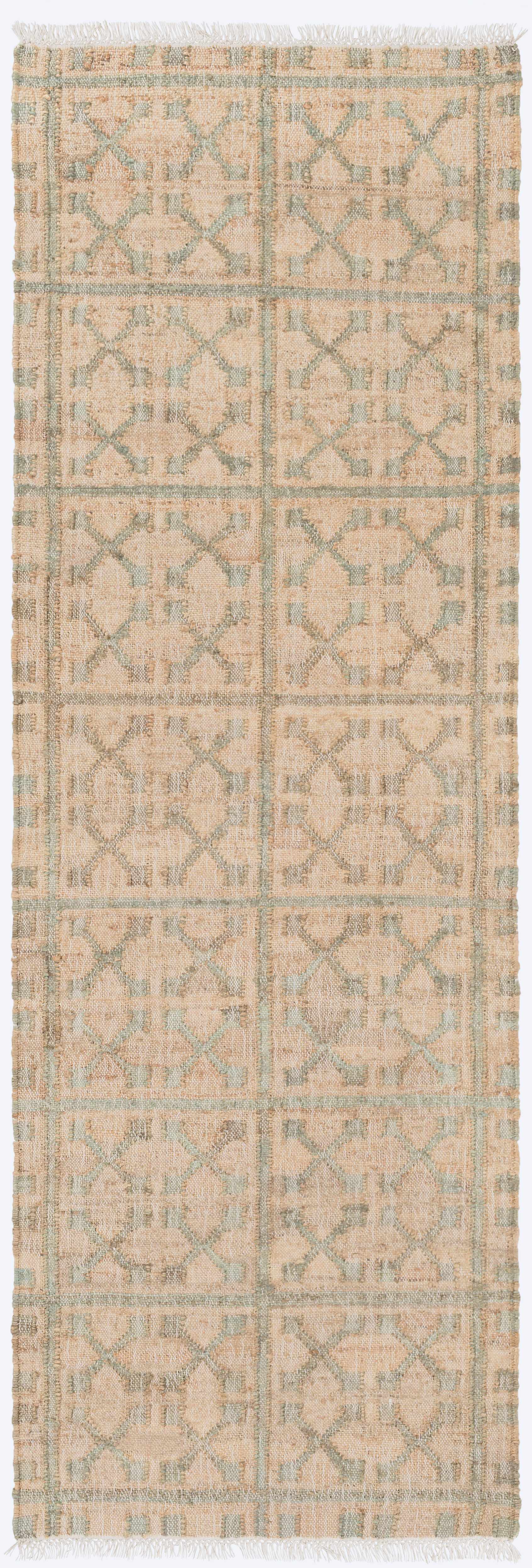 Rice Dusty Sage Fringed Jute Carpet