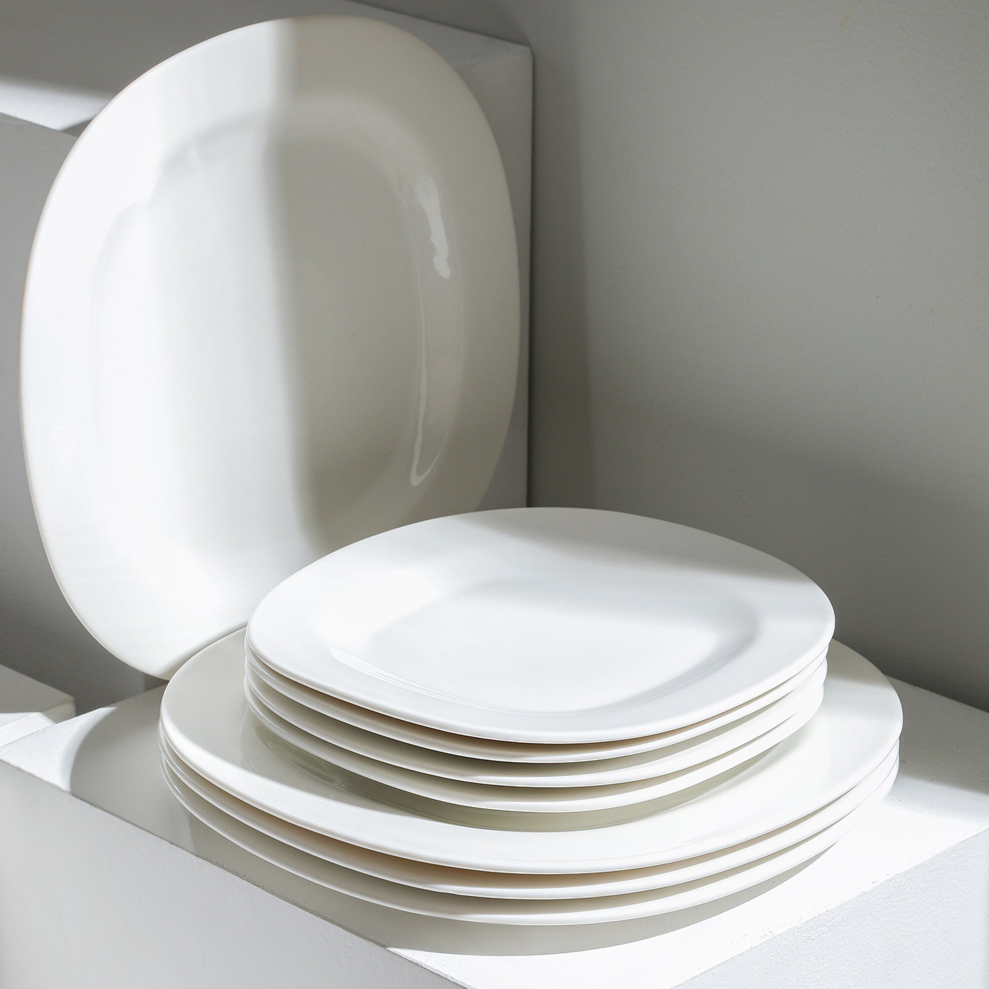 Quadro Porcelain Dinner Plate - White