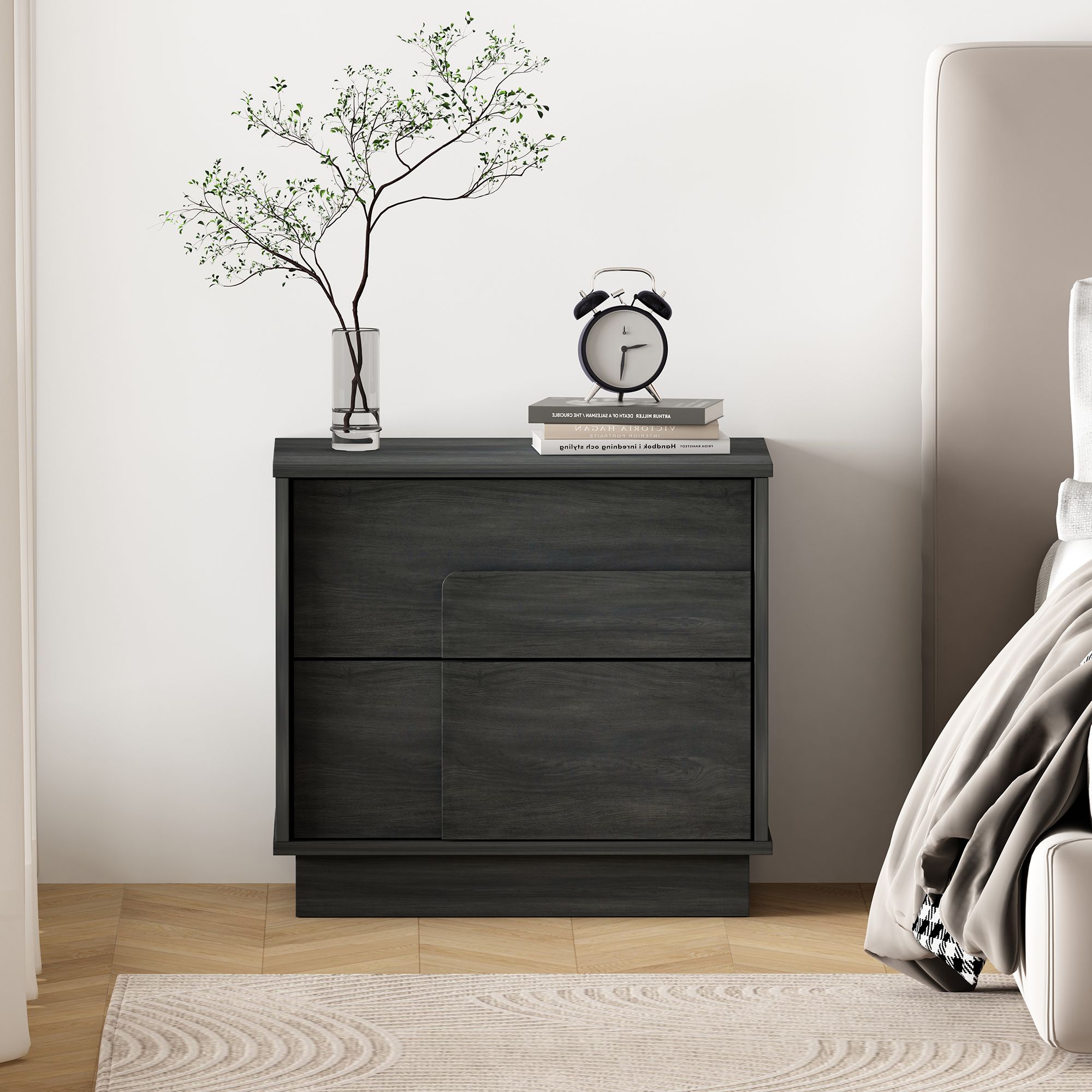 Modern Horizon Nightstand with Easy Snap Assembly and 2 Full Extension Drawers