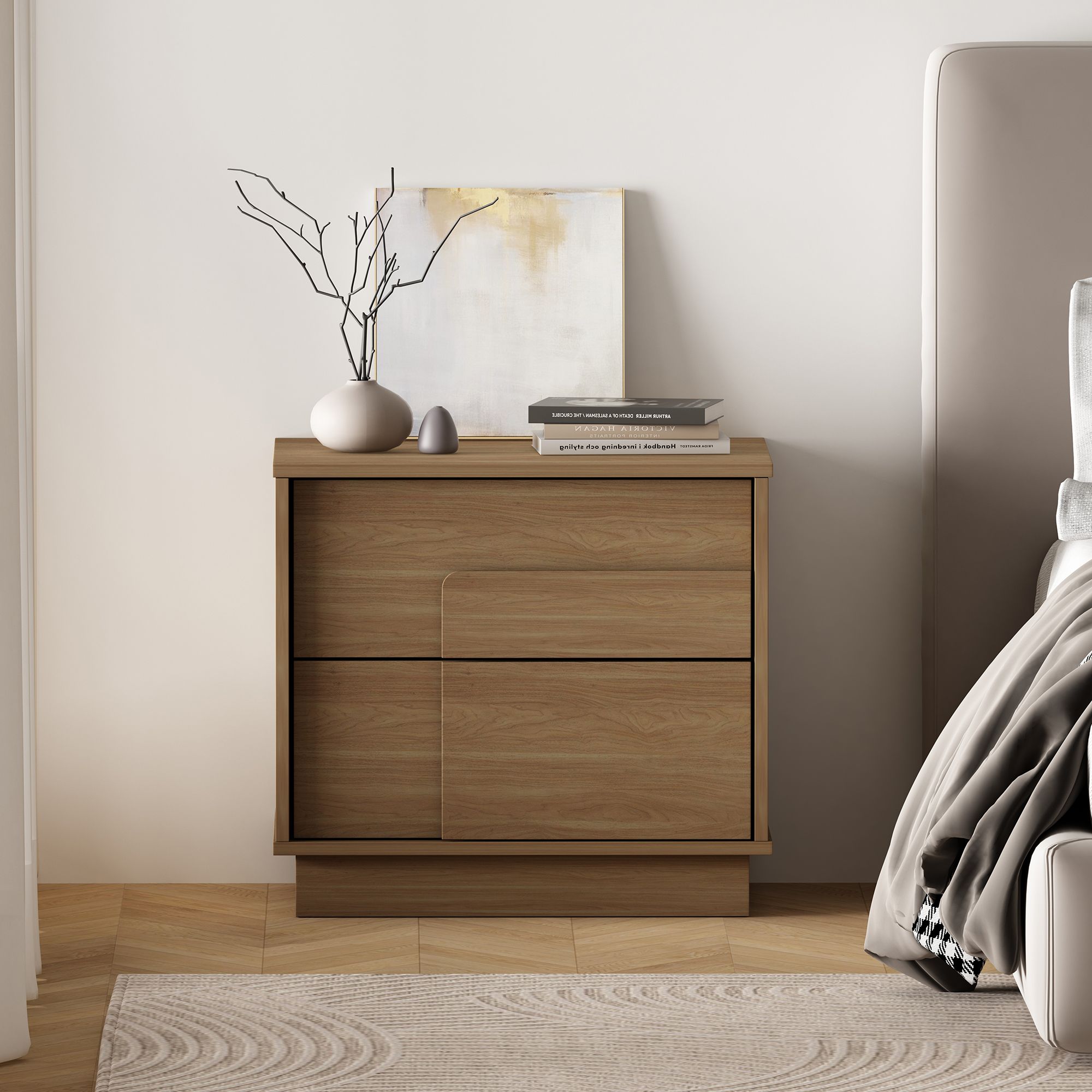 Modern Horizon Nightstand with Easy Snap Assembly and 2 Full Extension Drawers