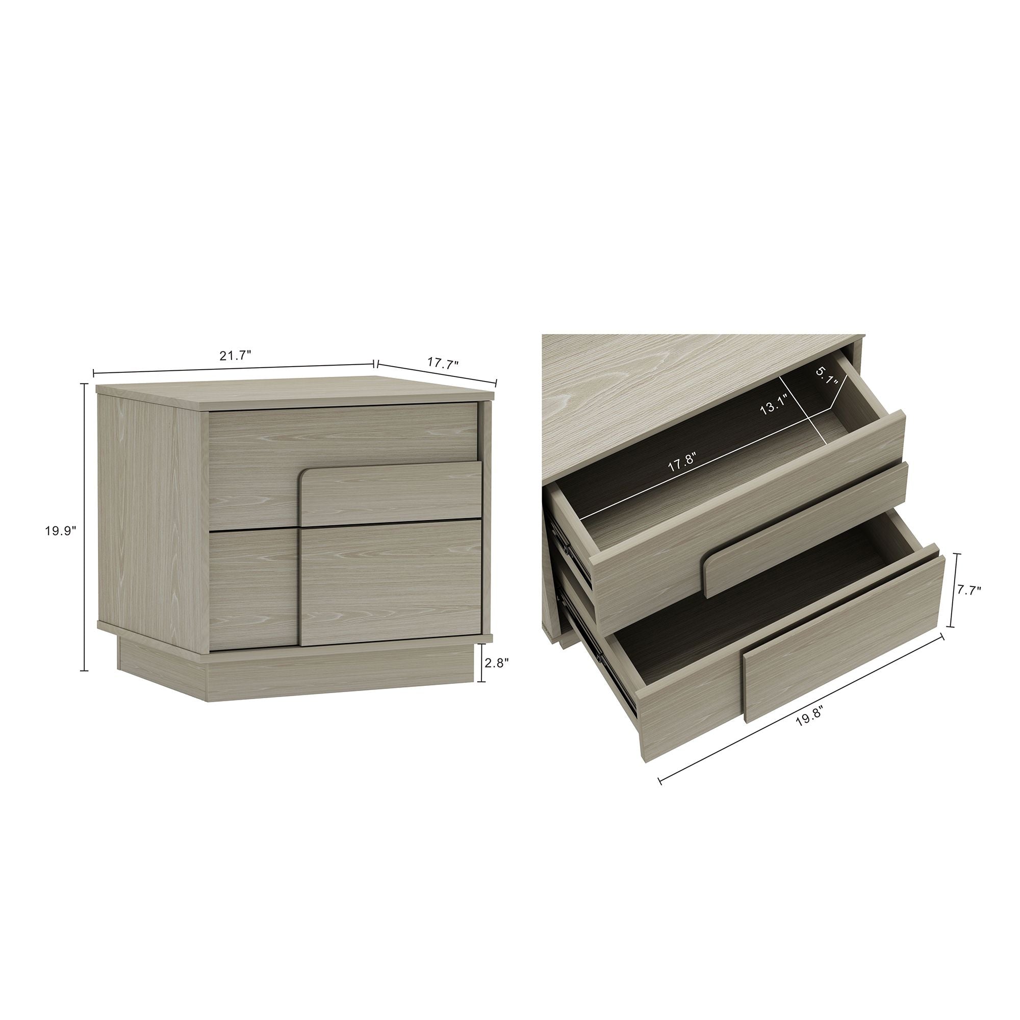 Modern Horizon Nightstand with Easy Snap Assembly and 2 Full Extension Drawers