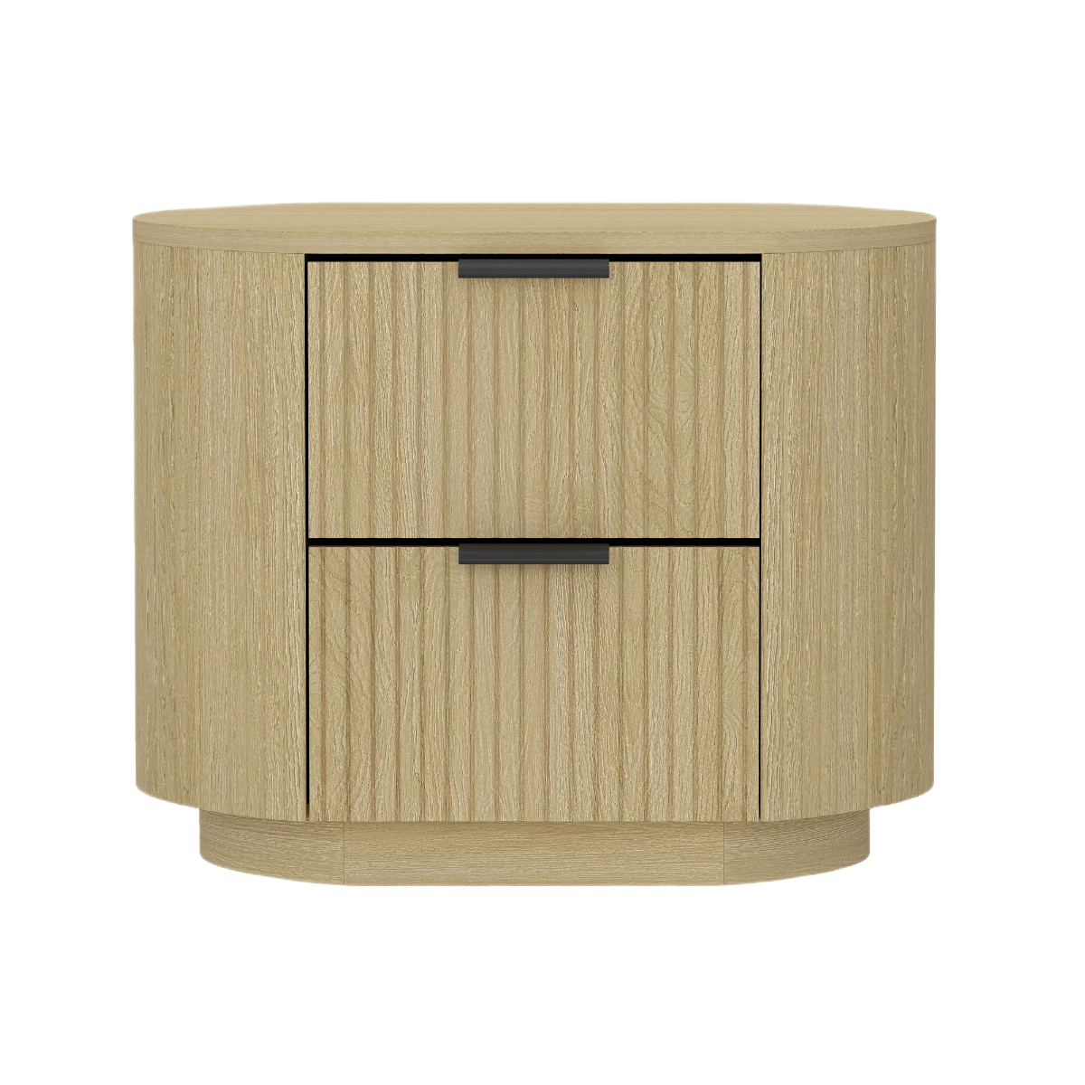 Olivia Modern Nightstand with 2 Drawers in Natural Oak and Black