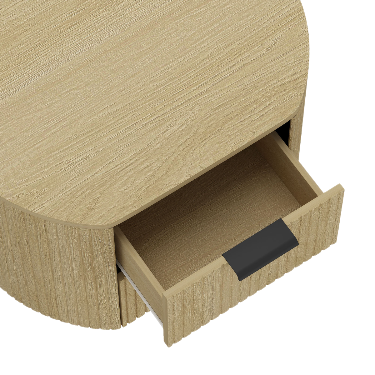 Olivia Modern Nightstand with 2 Drawers in Natural Oak and Black
