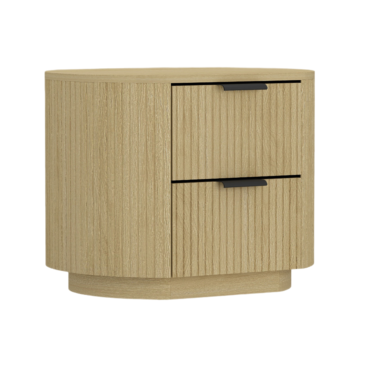 Olivia Modern Nightstand with 2 Drawers in Natural Oak and Black