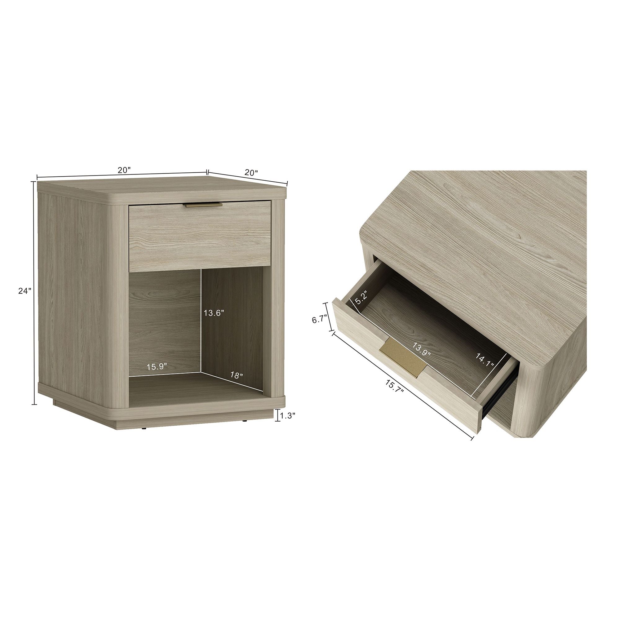 Evelyn Modern Nightstand with 1 Full Extension Drawer