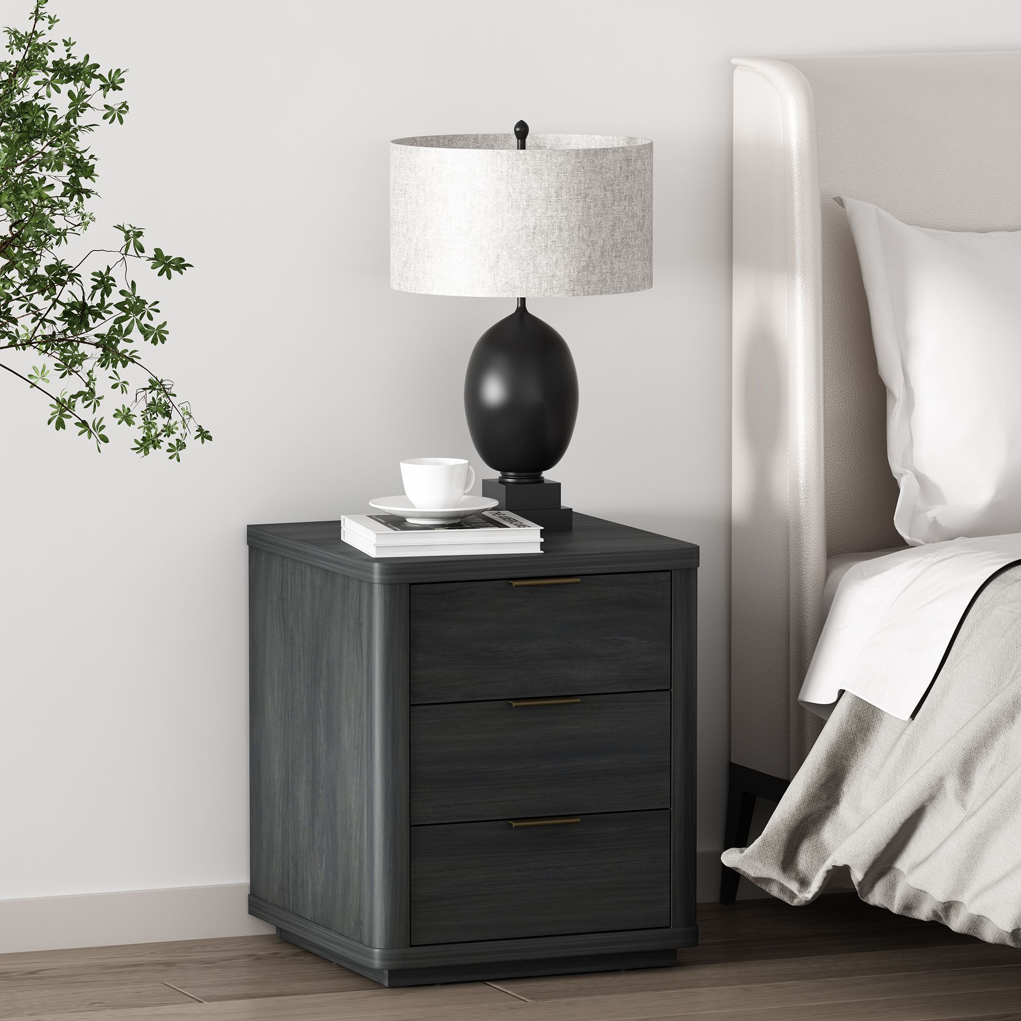 Evelyn Modern Nightstand with 3 Full Extension Drawers