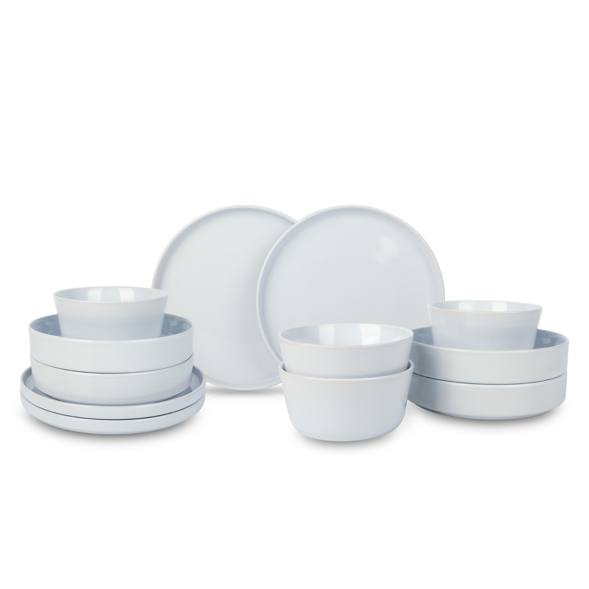Celina Stoneware Dinnerware Set, Cereal and Dinner Bowls - White