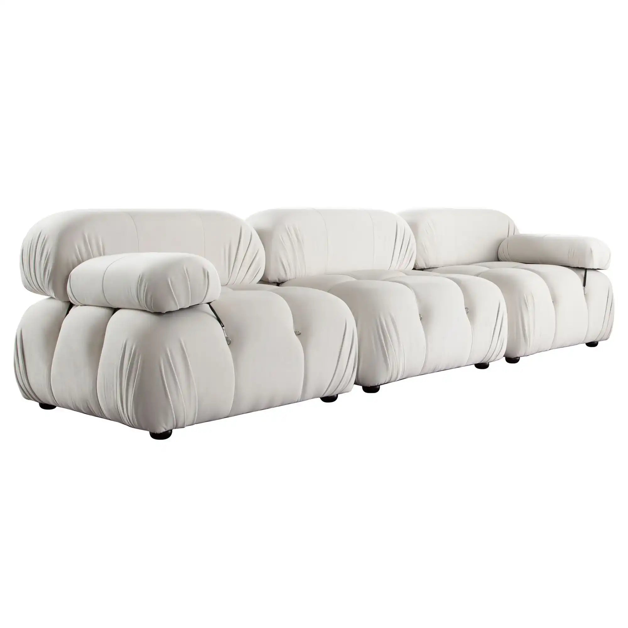 Paloma 3 Piece Modular Sofa – Light Cream Velvet