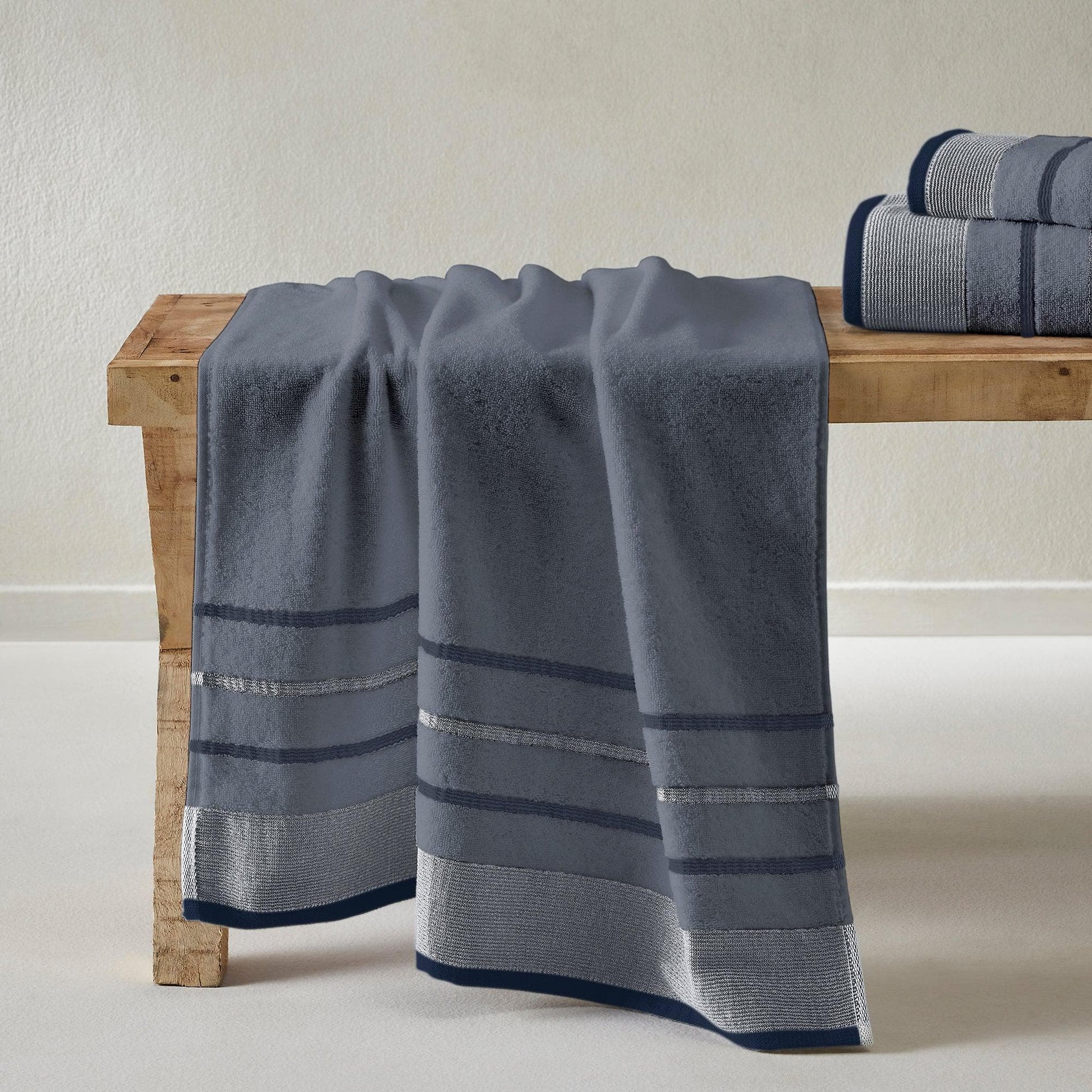Decorative Cotton Stripe Bath Towel Set - Noelle Collection - Best Buy Furniture
