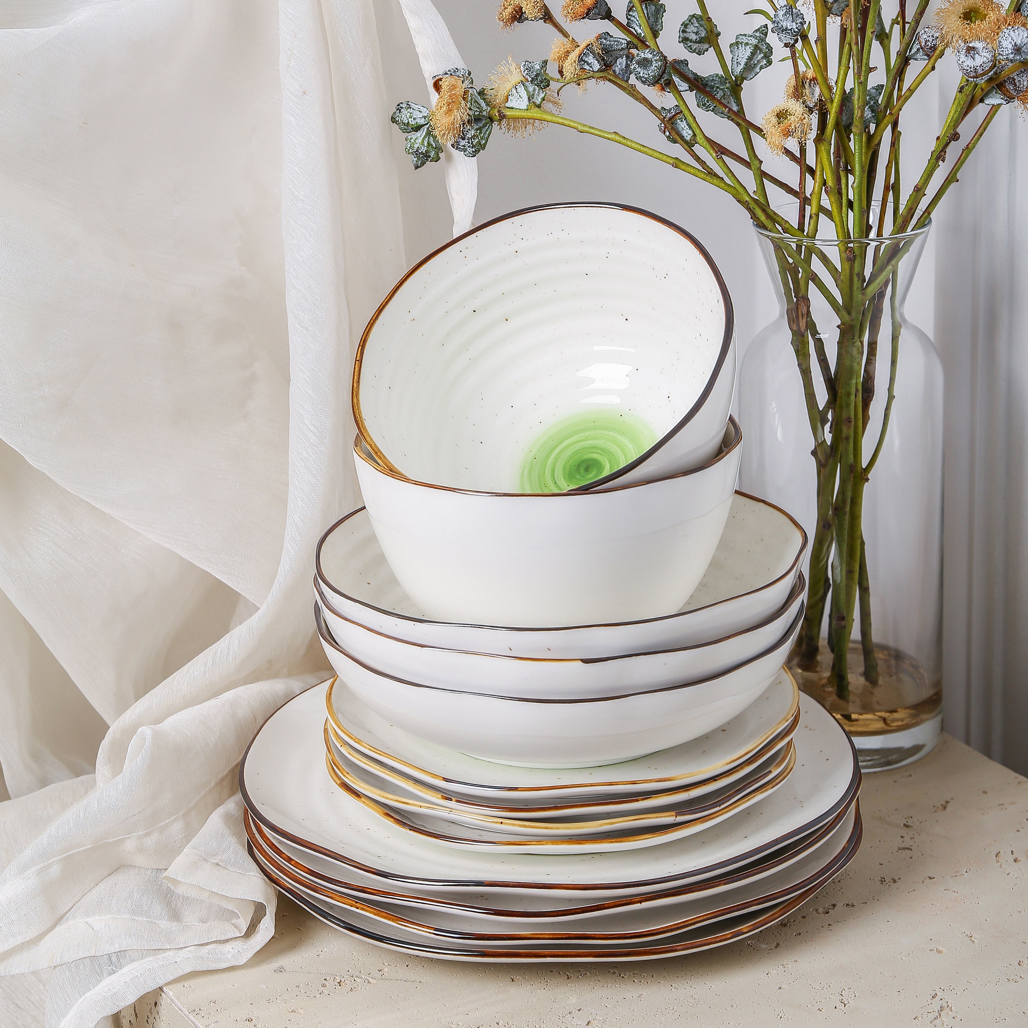 Luma Porcelain Dinnerware Set - Green