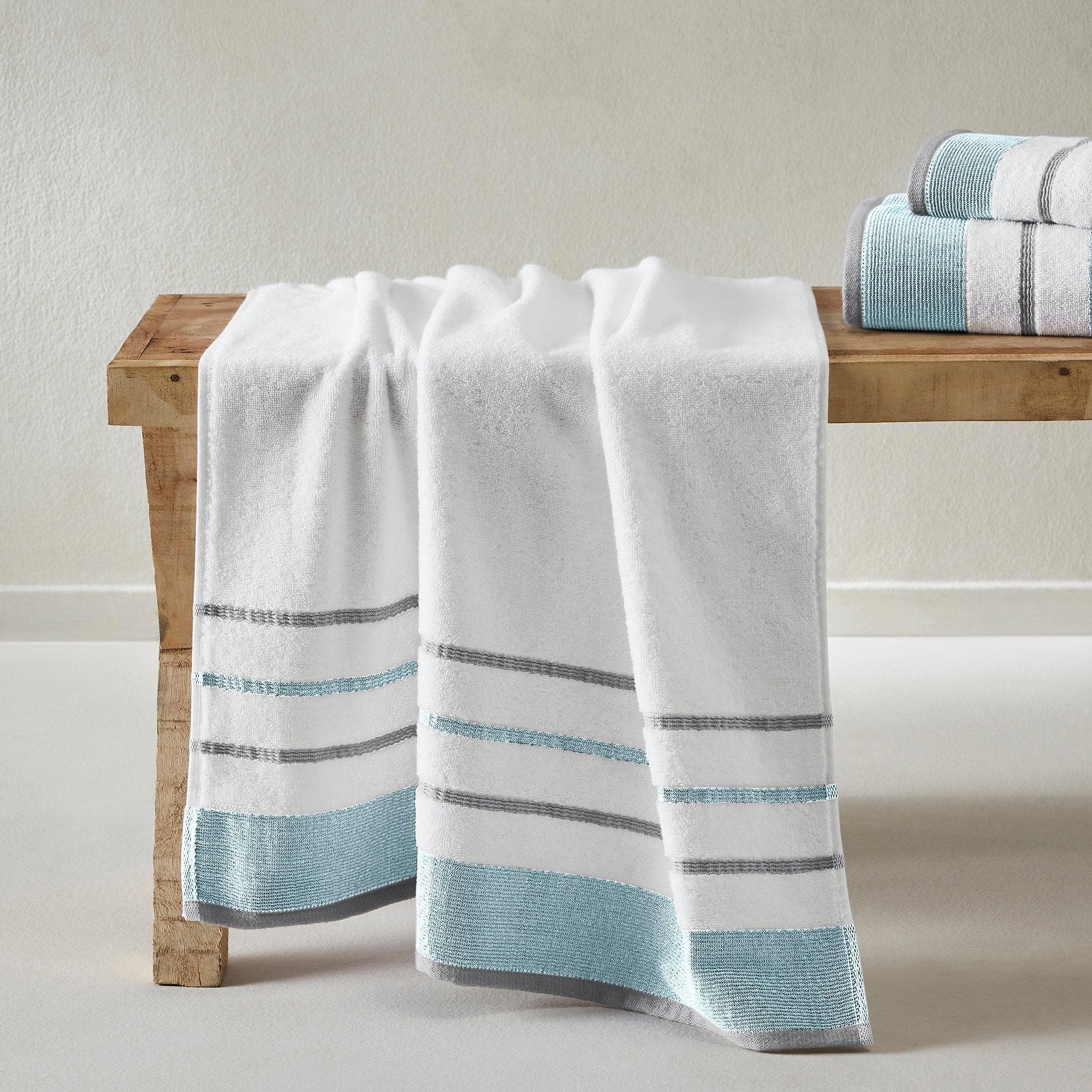 Decorative Cotton Stripe Bath Towel Set - Noelle Collection - Best Buy Furniture
