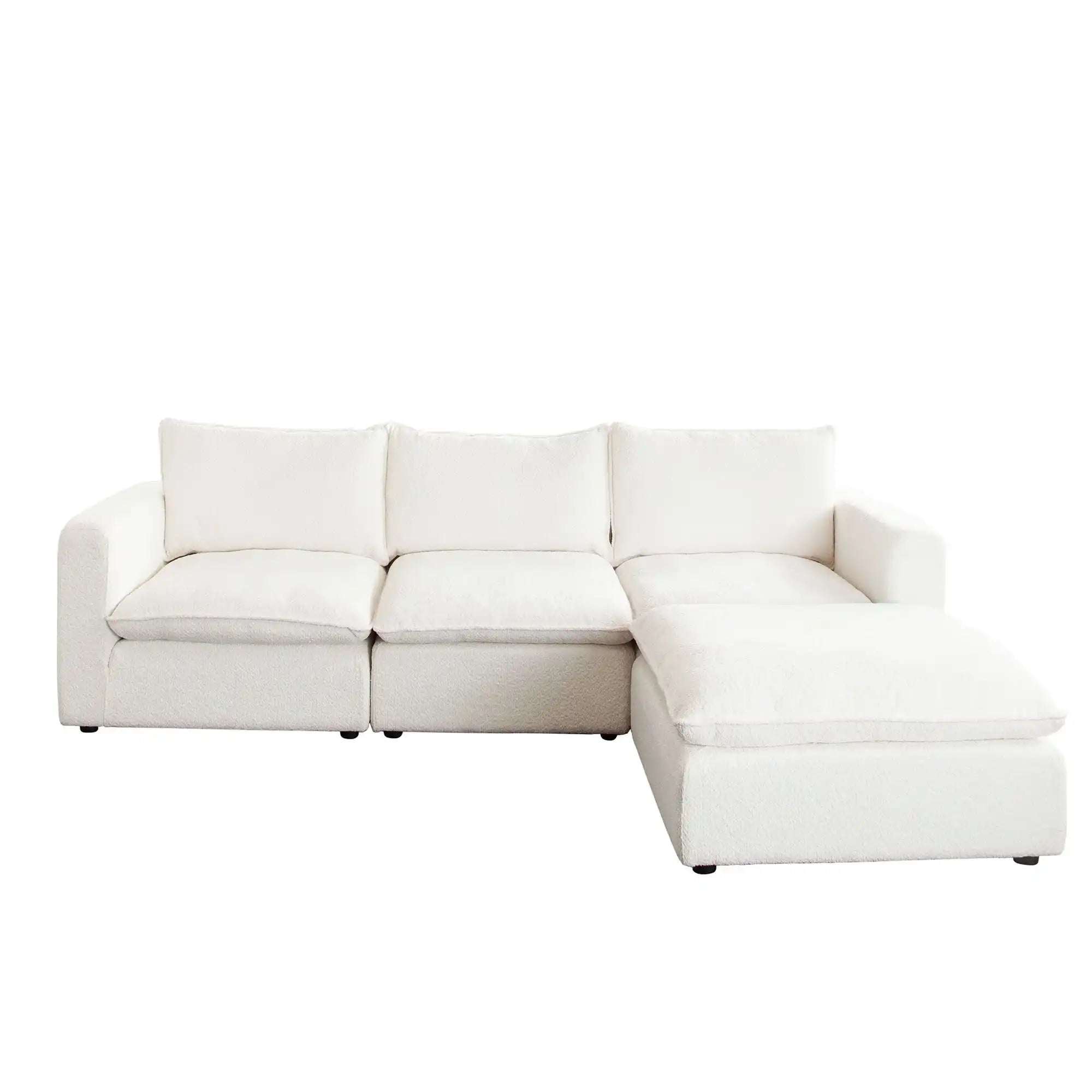 Ivy Reversible 4 Piece Down Sectional – White Faux Shearling