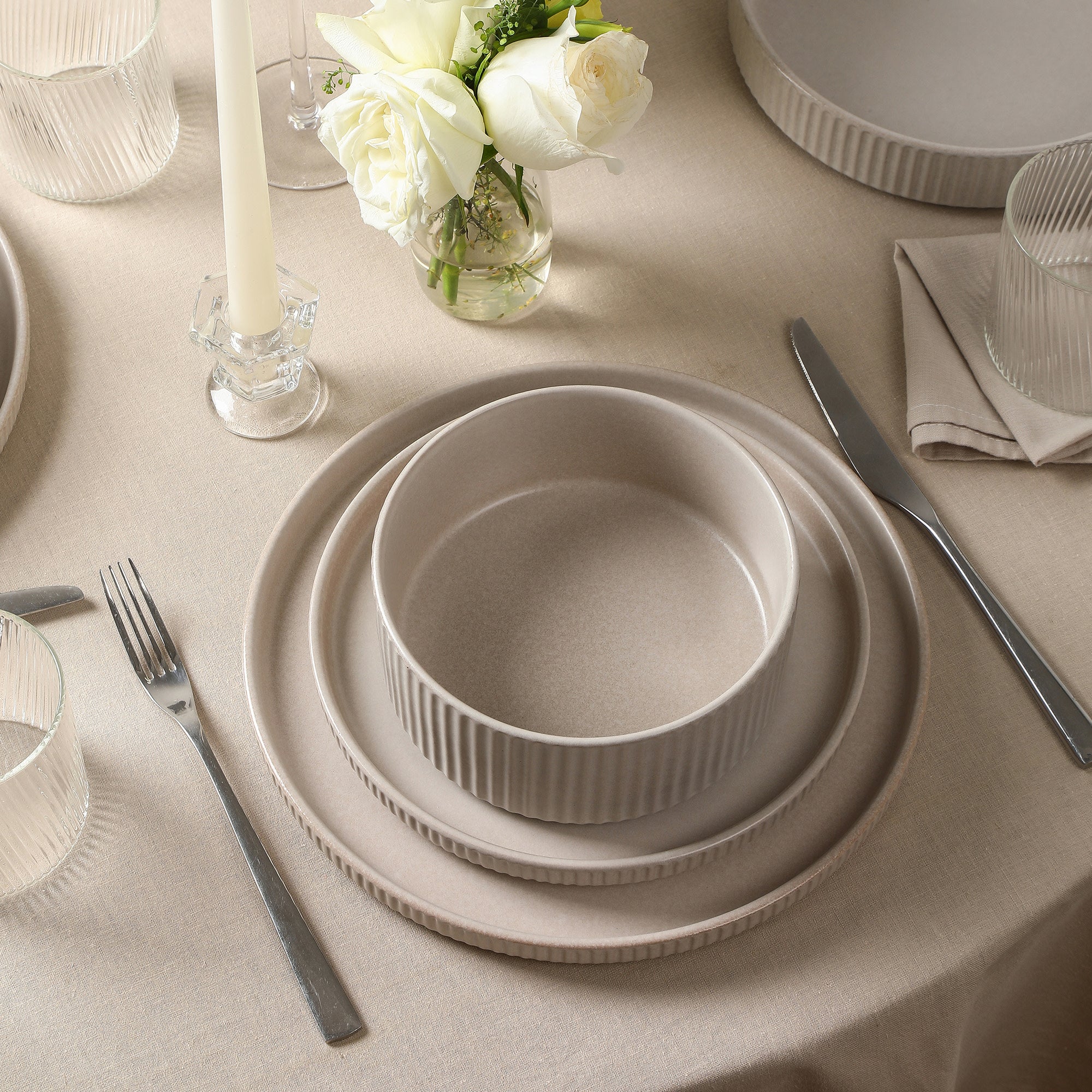 Haven Stoneware Dinnerware Set - Beige