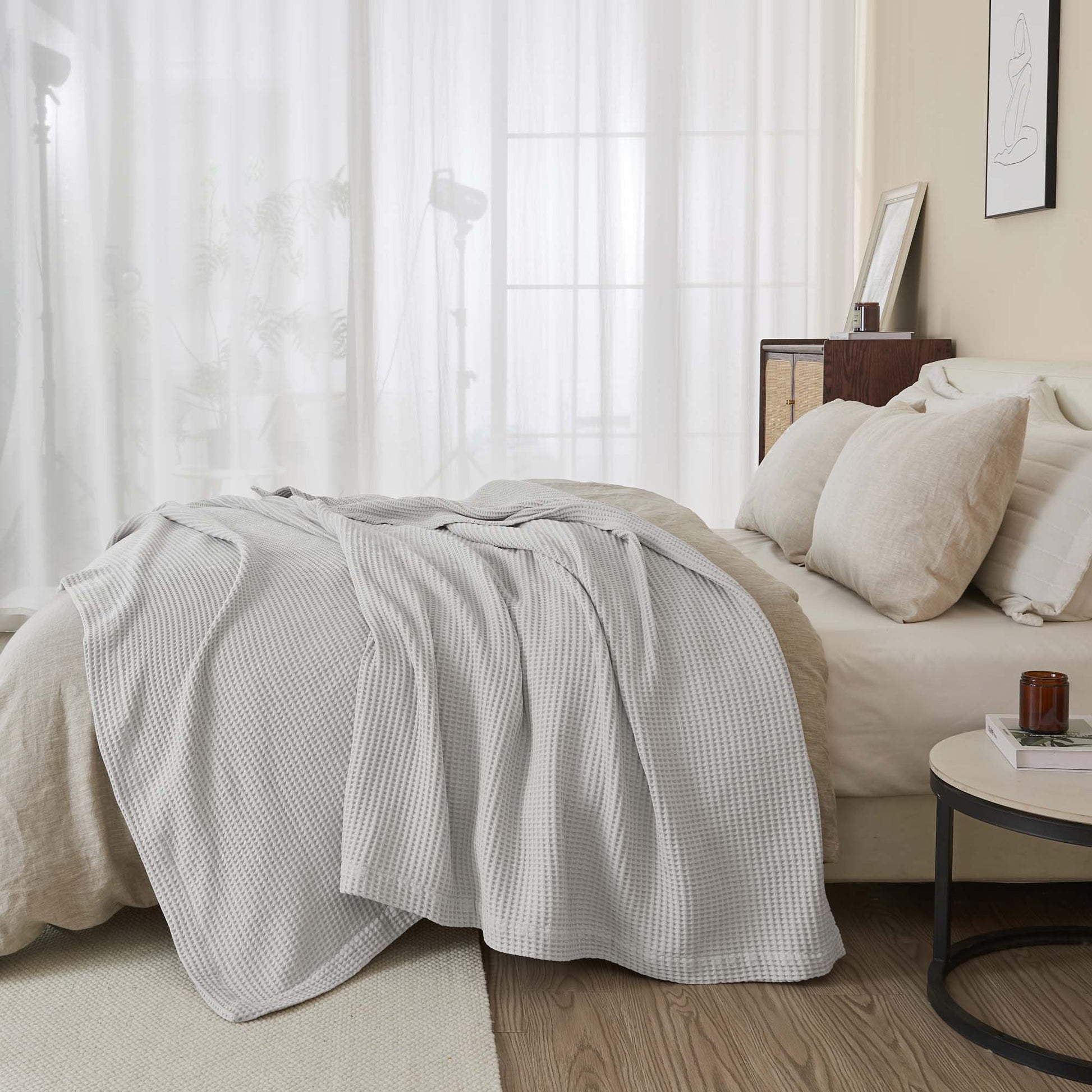 100% Cotton Waffle Weave Blanket - Mikala Collection - Best Buy Furniture