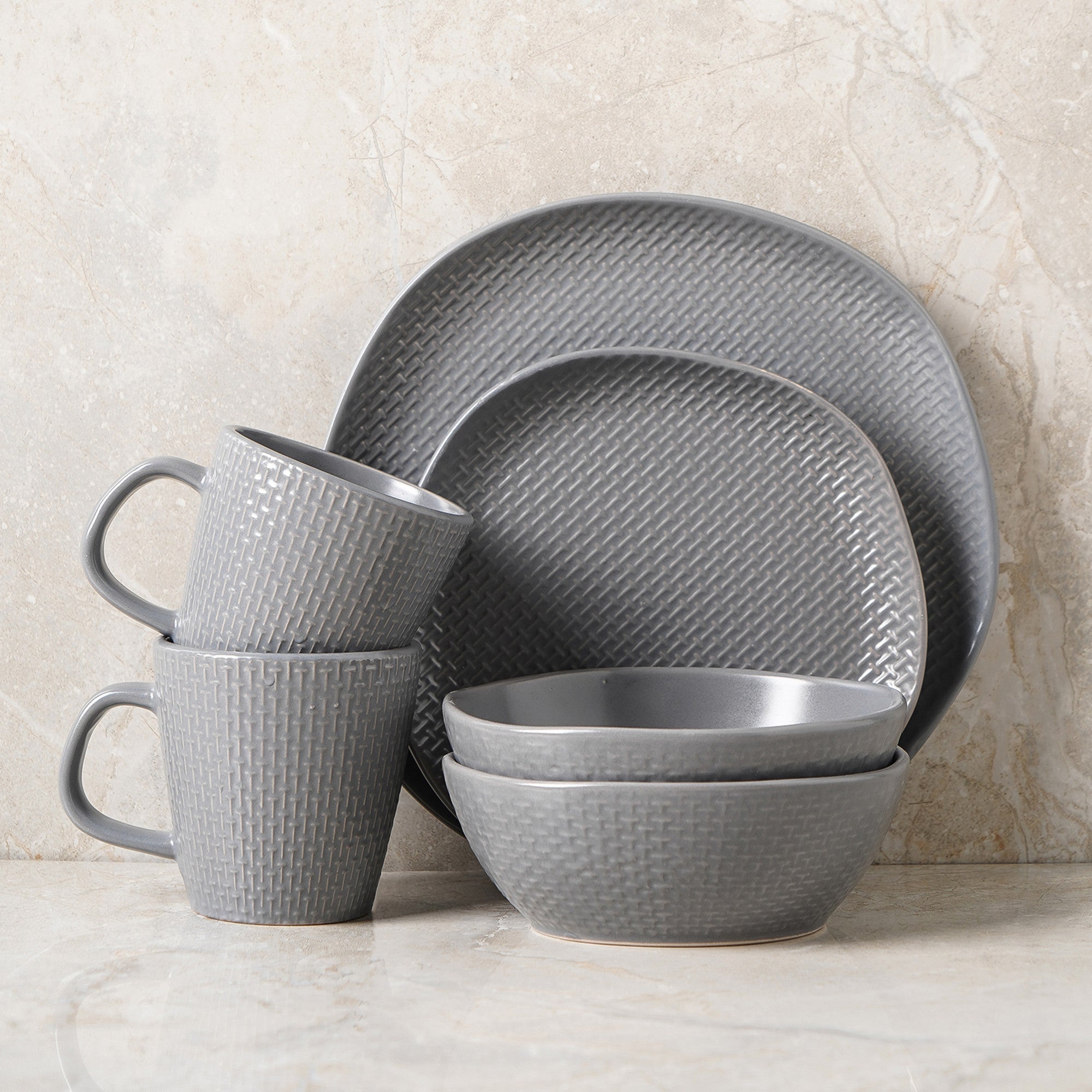 Abigail Stoneware Dinnerware Set - Gray