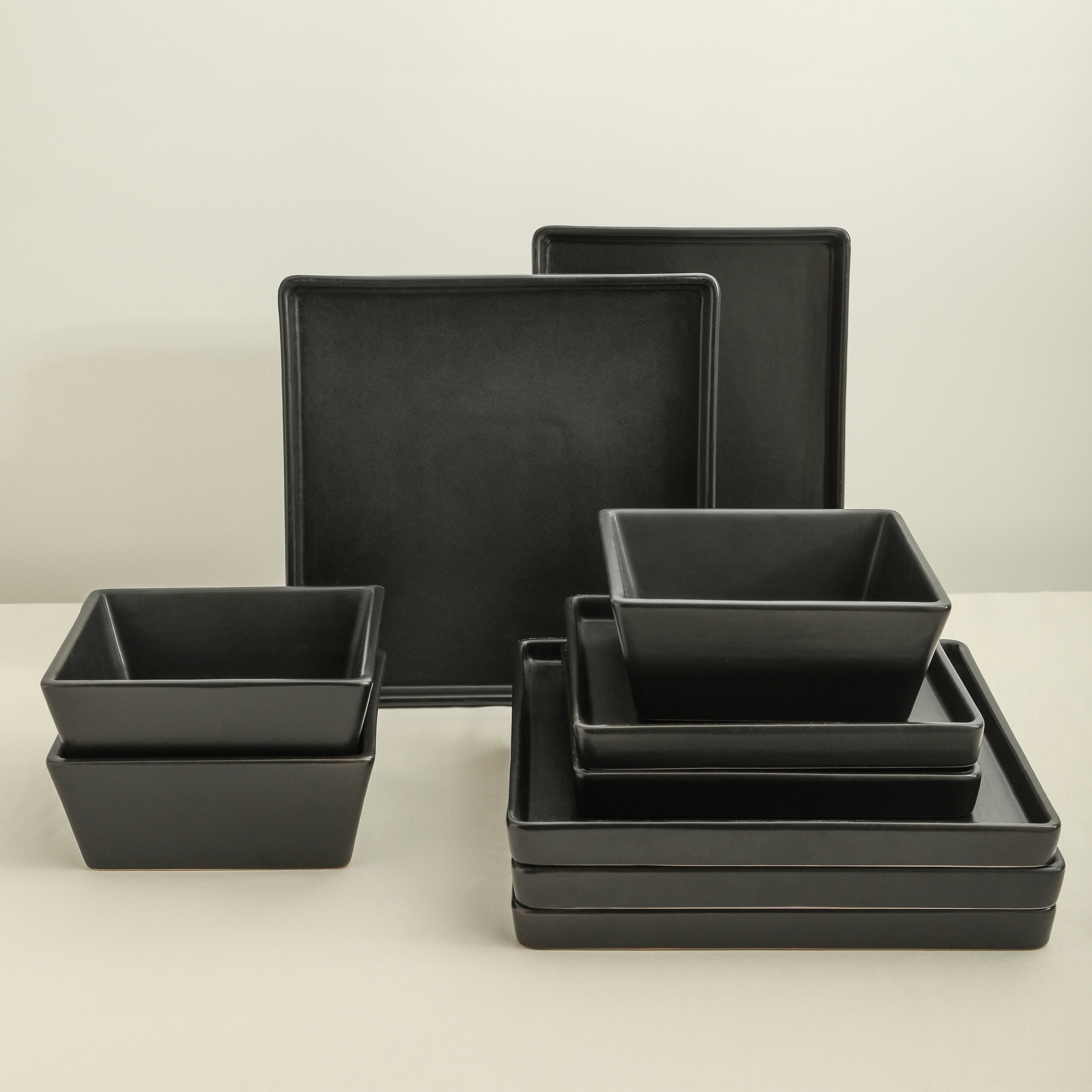 Grace Stoneware Dinnerware Set - Black Matte