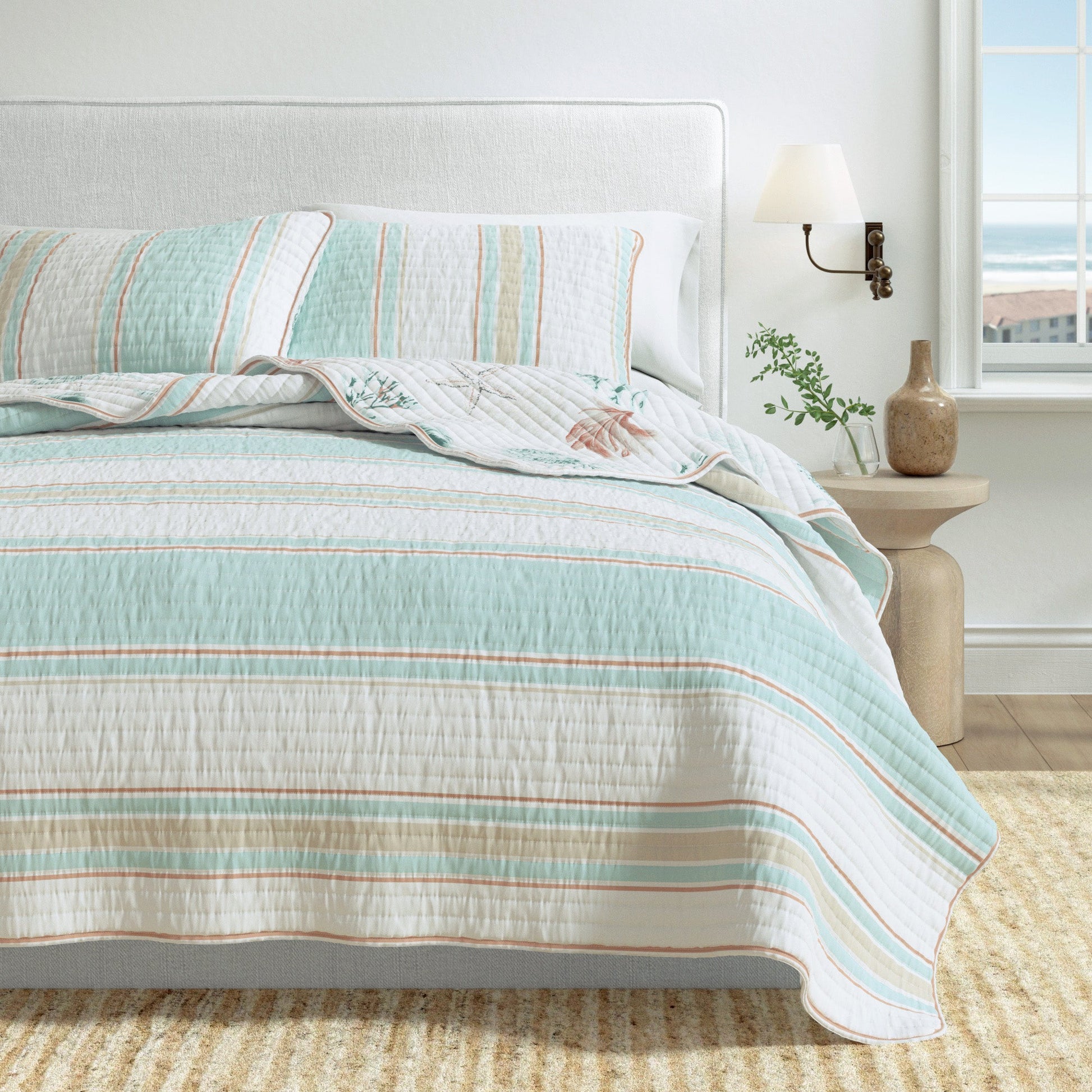 Coastal Printed Cotton Quilt Set - St. Augustine Collection - Best Buy Furniture