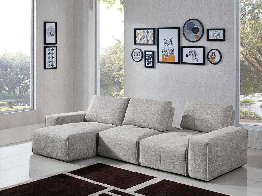 Jazz Reversible Sectional – Barley Fabric with Adjustable Backrests