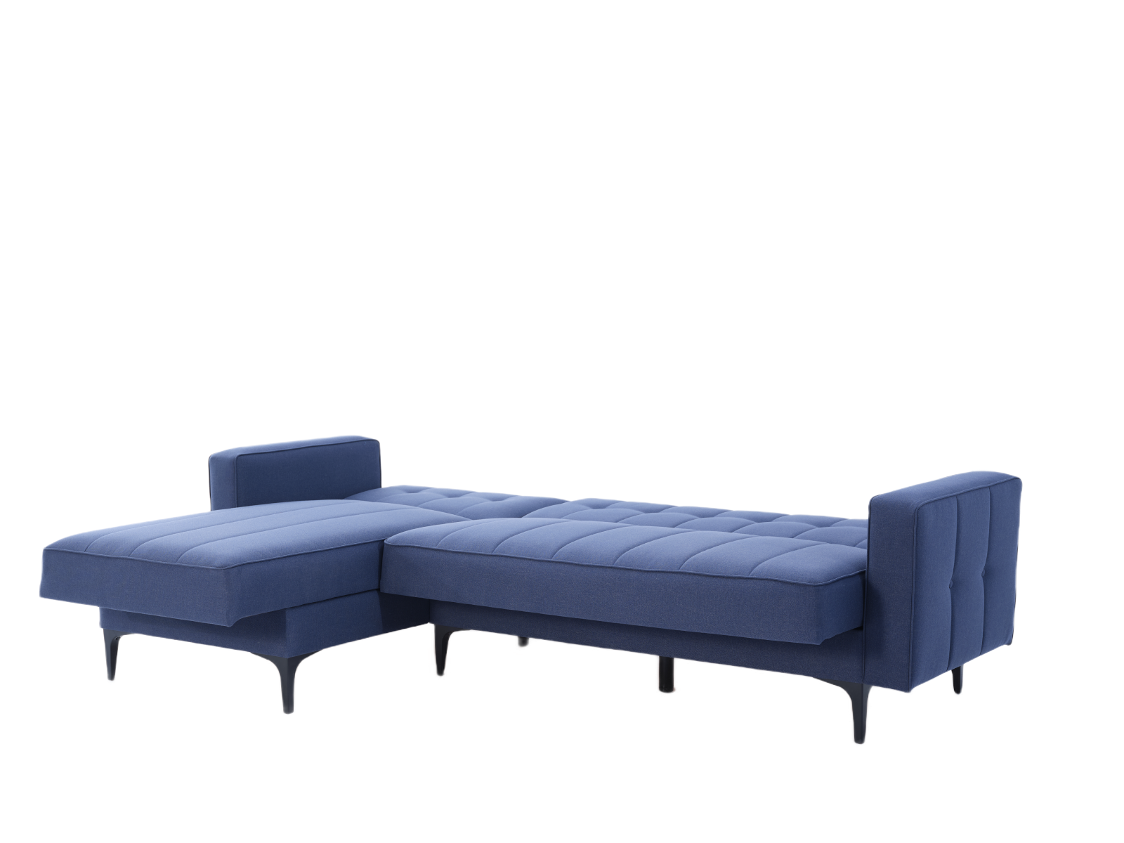 Comfortable and stylish Parker Sectional Sofa in Corvet Navy. High-quality materials and nailhead trim make it a perfect choice for any living room.