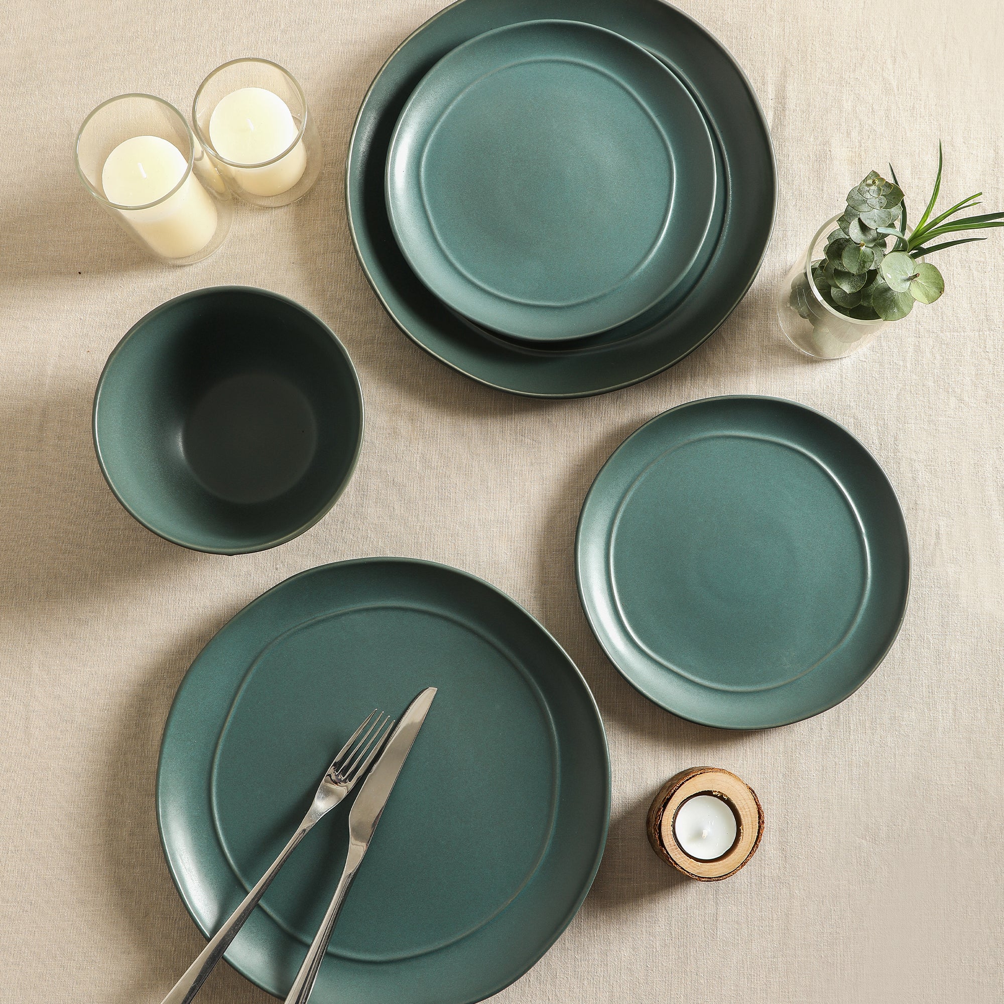 Infinity Stoneware Dinnerware Set - Green